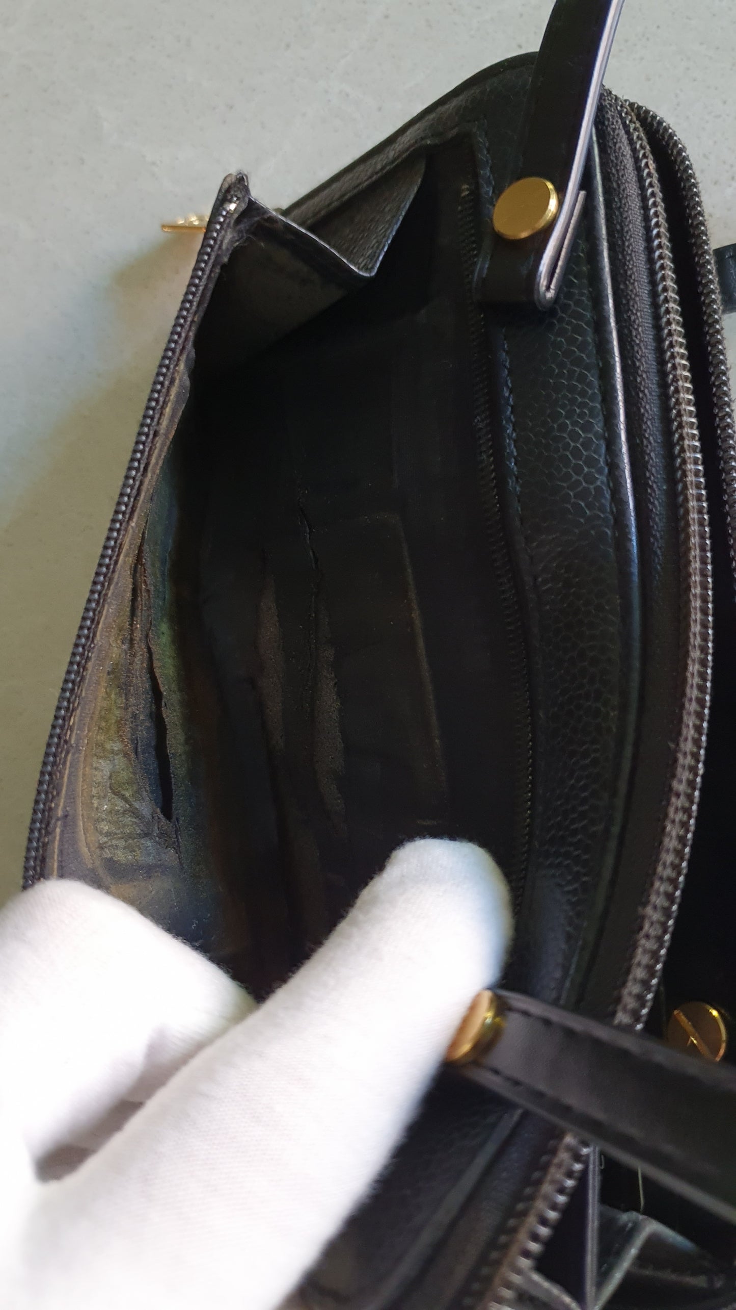 Authentic Chanel Upcycle Black Caviar Wallet with Shoulder Straps