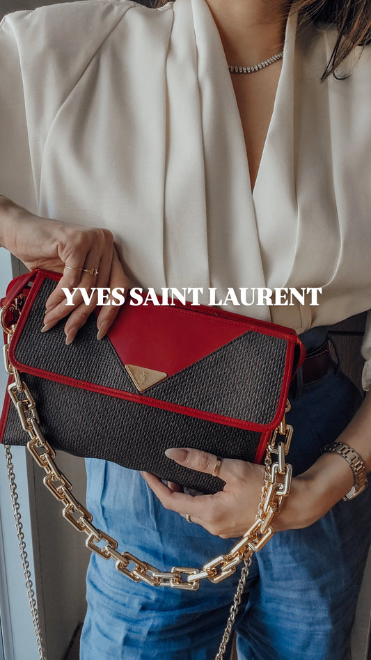 Authentic Vintage YSL Yves Saint Laurent Upcycle Red Purse on Chains