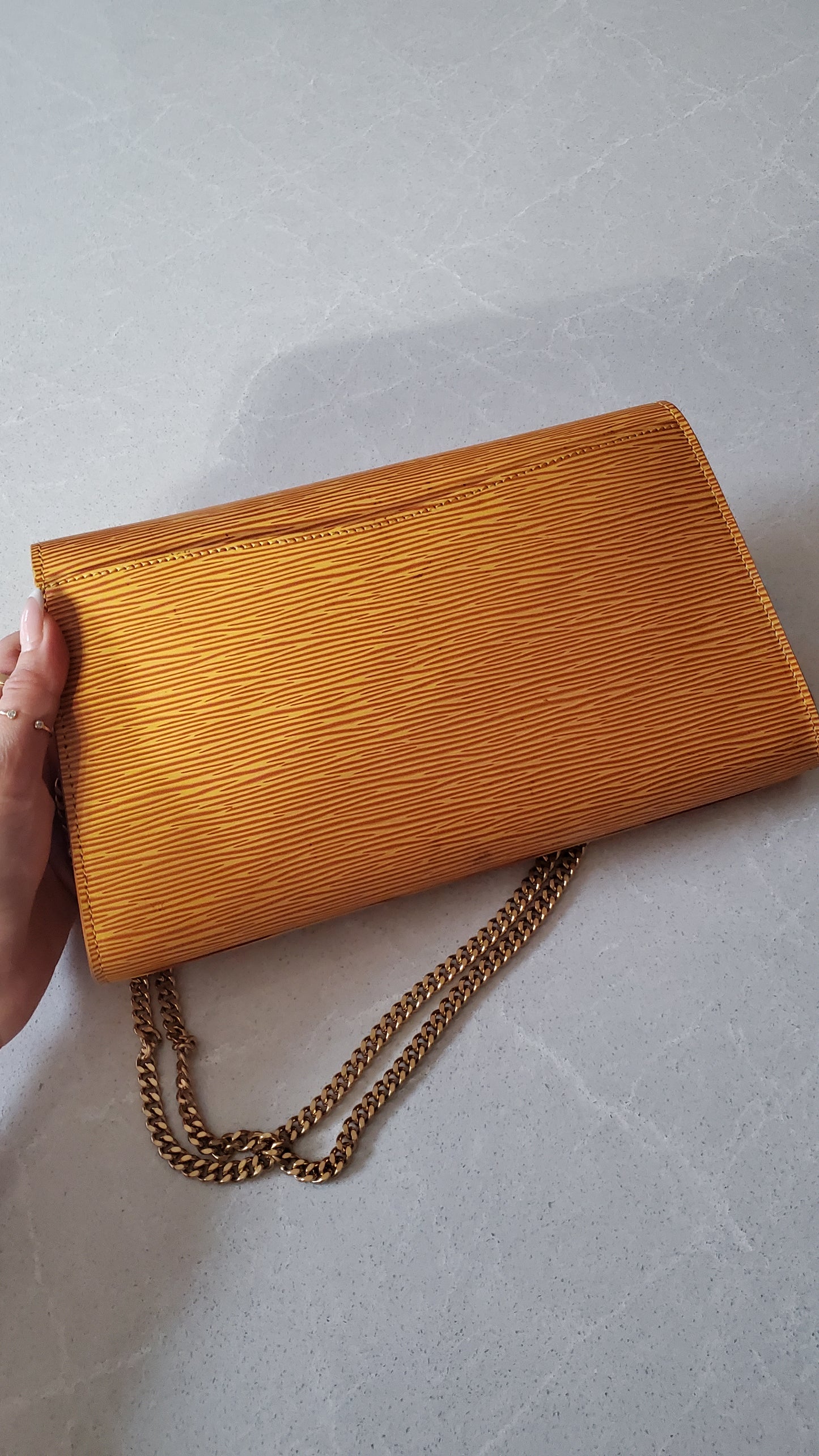 Authentic Vintage Louis Vuitton Upcycle Yellow Epi Purse on Chains