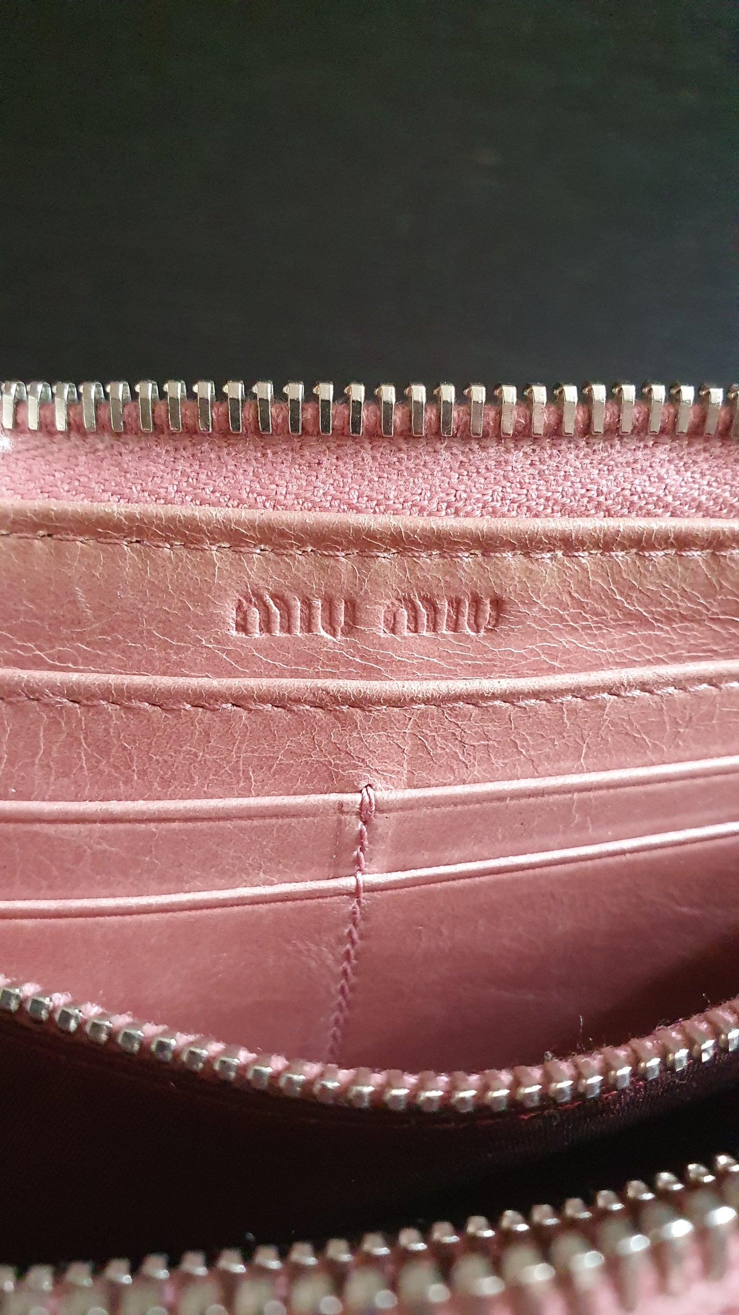 Authentic Miu Miu Upcycle Pink Zip Wallet with Shoulder Chains