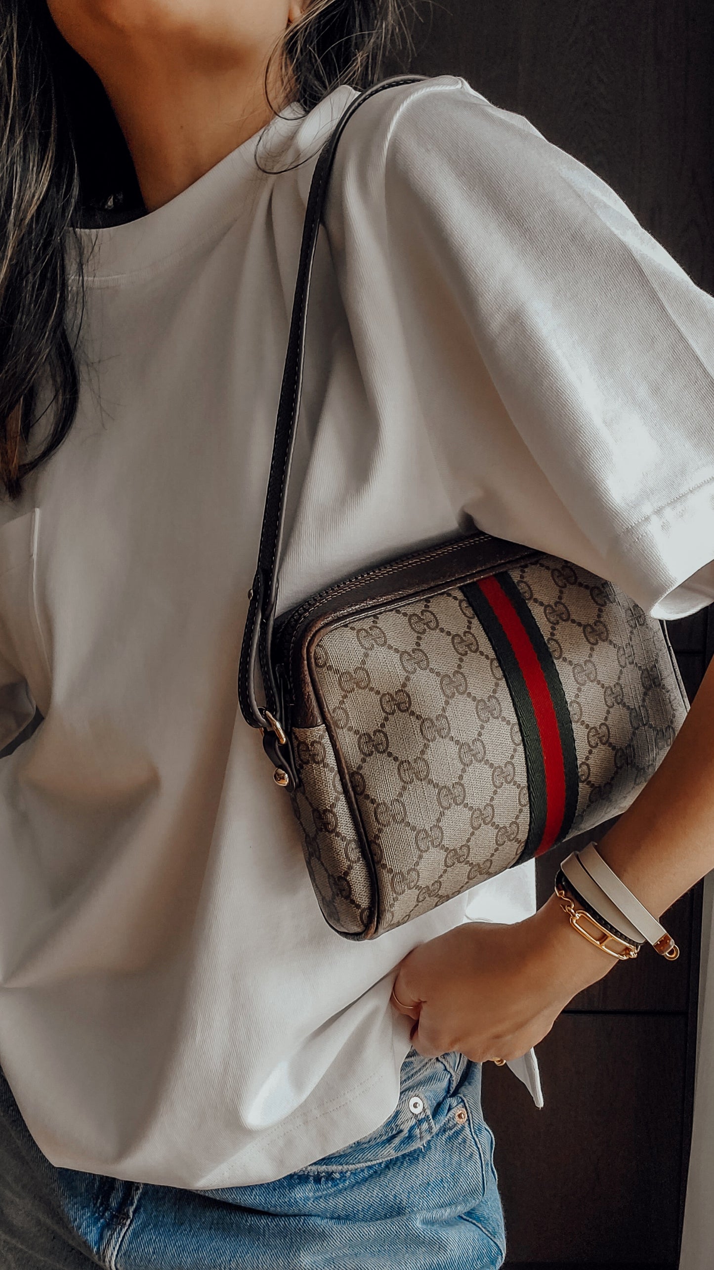 Authentic Vintage Gucci Upcycle (Brown) Shoulder Purse with Strap