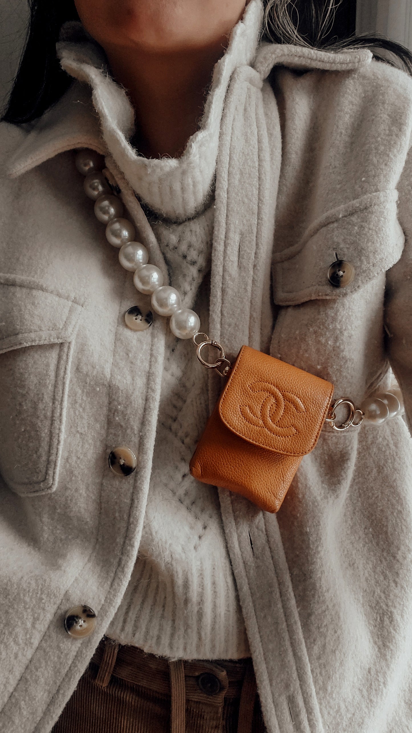 *Rare* Authentic Vintage Chanel Upcycle Yellow Caviar Pouch on Chain (2 chain options)