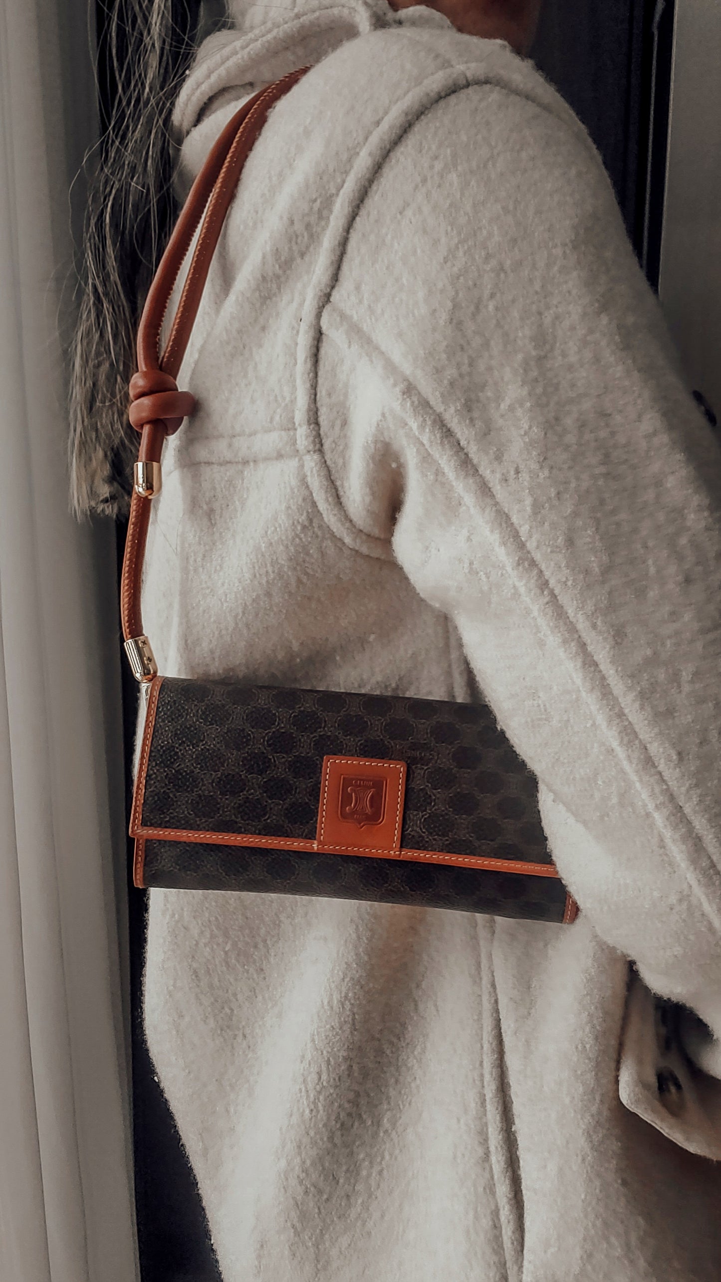 Authentic Vintage Celine Upcycle Long Wallet on Chain & Strap