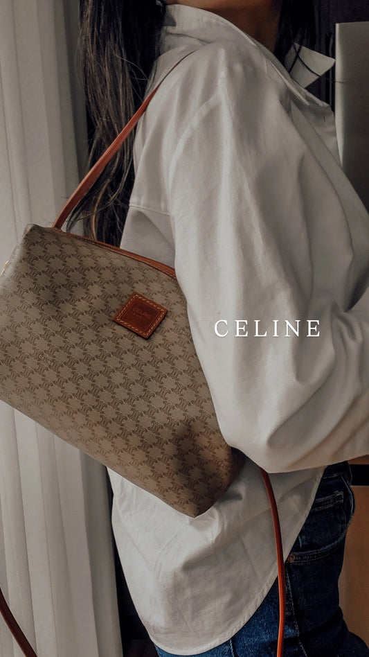 Authentic Vintage Celine Upcycle Pouch with Strap & Chain