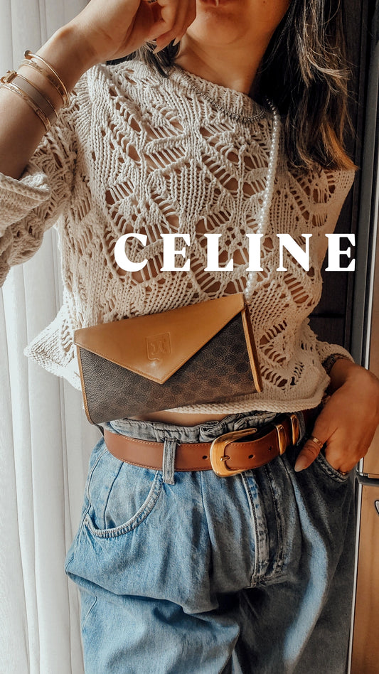 Authentic Vintage Celine Upcycle Long Wallet on Pearl Strap