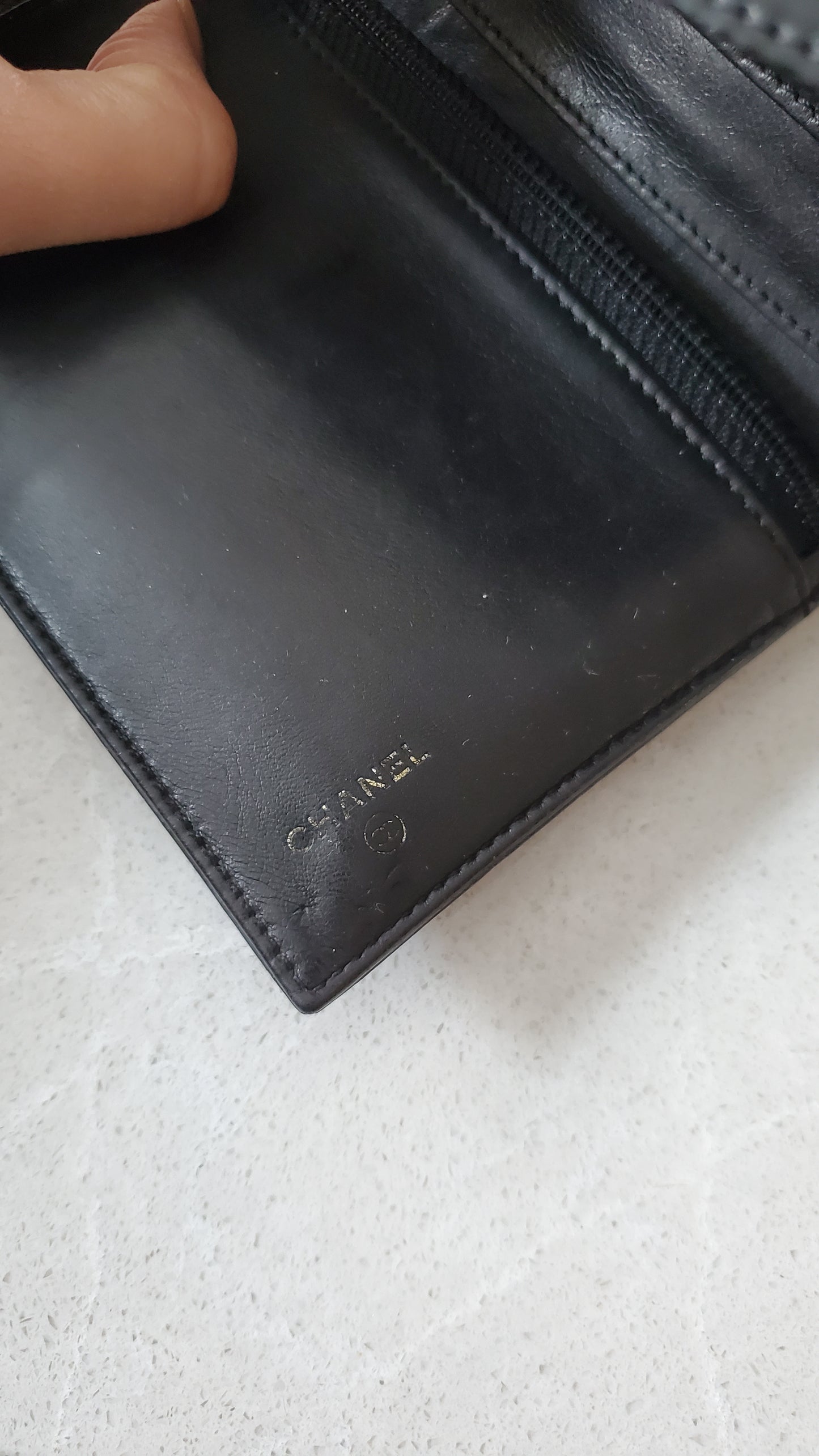 Authentic Vintage Chanel Upcycle Black Patent Compact Wallet on Chain