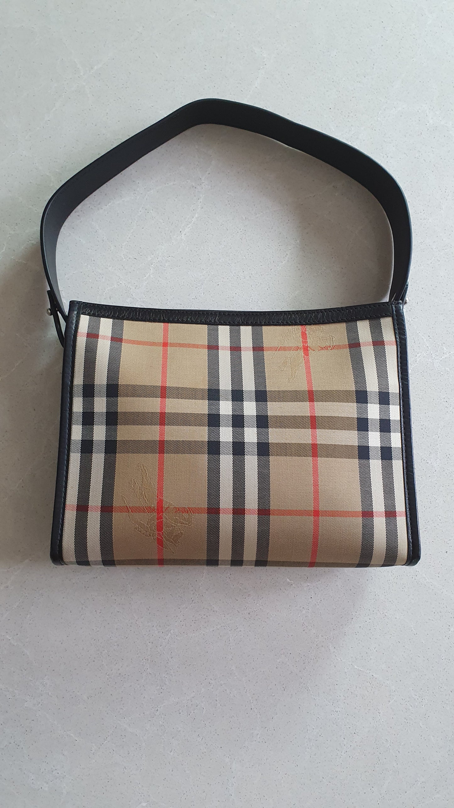 Authentic Burberry Upcycle Black/ Printed Shoulder Purse with Strap