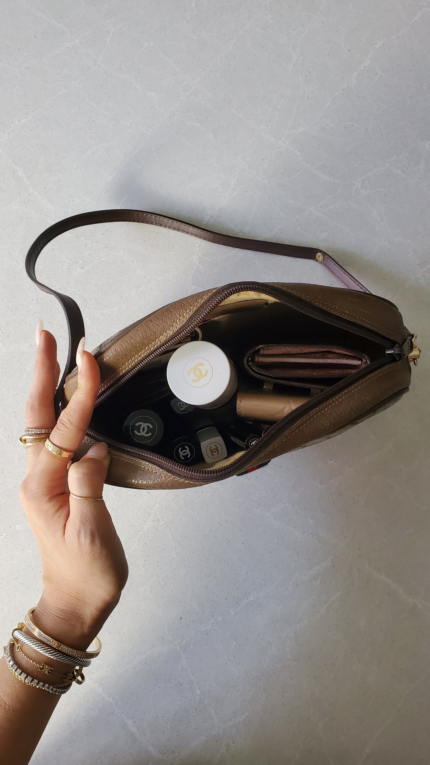 Authentic Vintage Gucci Upcycle Brown Purse with Shoulder Strap
