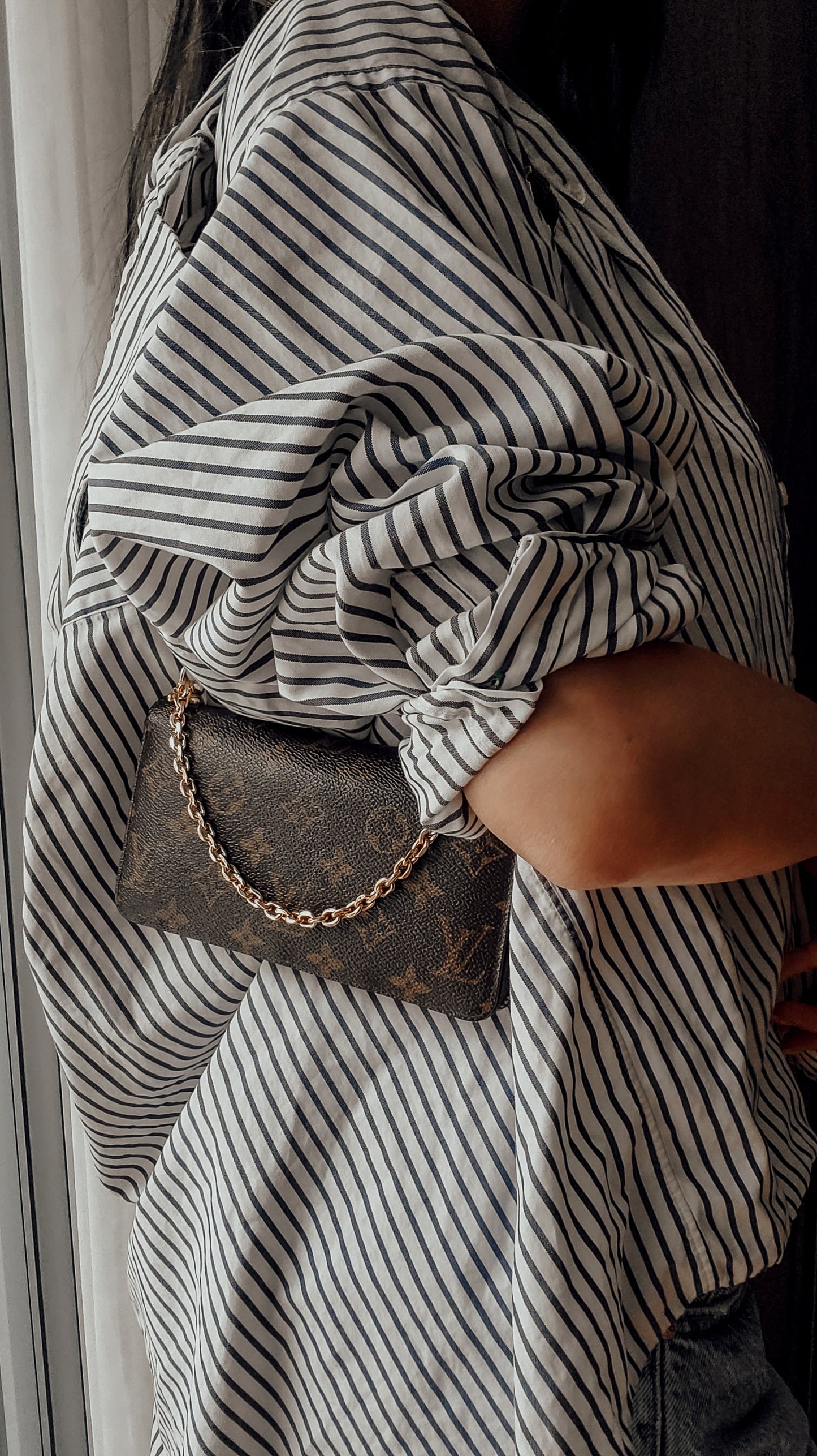 Authentic Louis Vuitton Upcycle Zip Up Wallet with Shoulder Strap and Chain