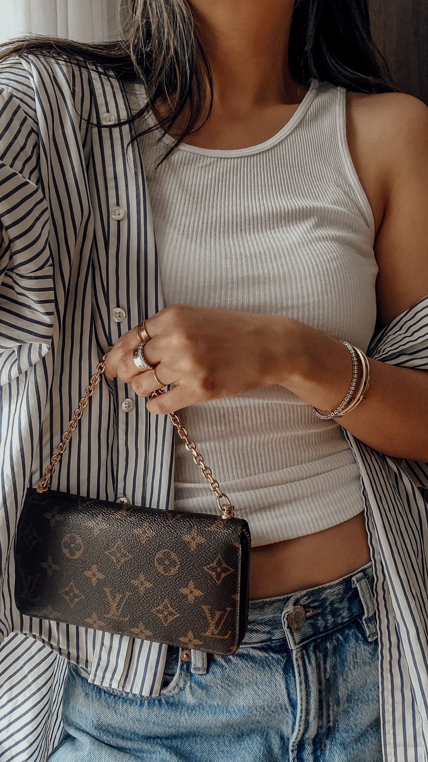 Authentic Louis Vuitton Upcycle Zip Up Wallet with Shoulder Strap and Chain