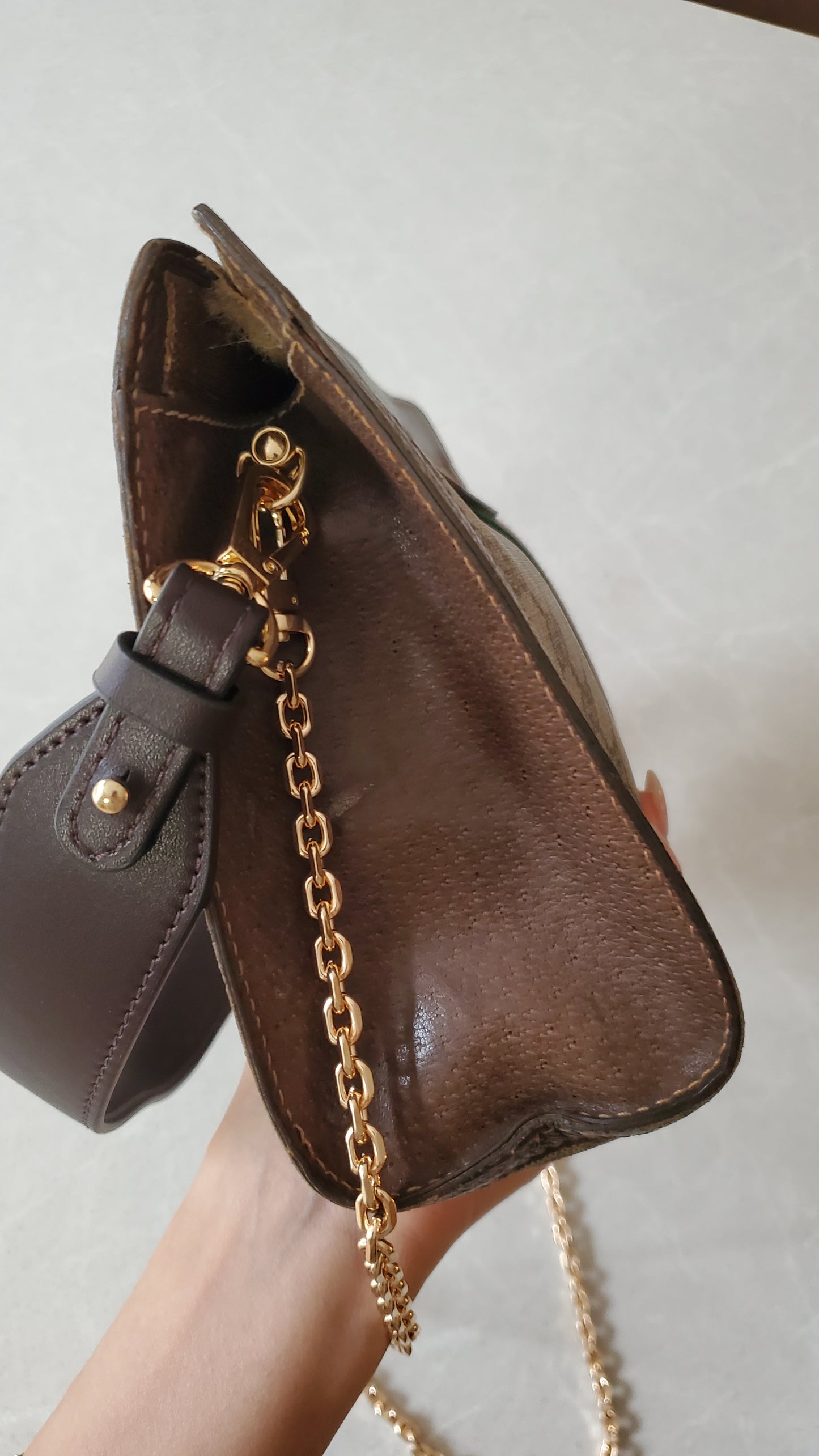 Authentic Vintage Upcycle Gucci Bag on Strap & Chain