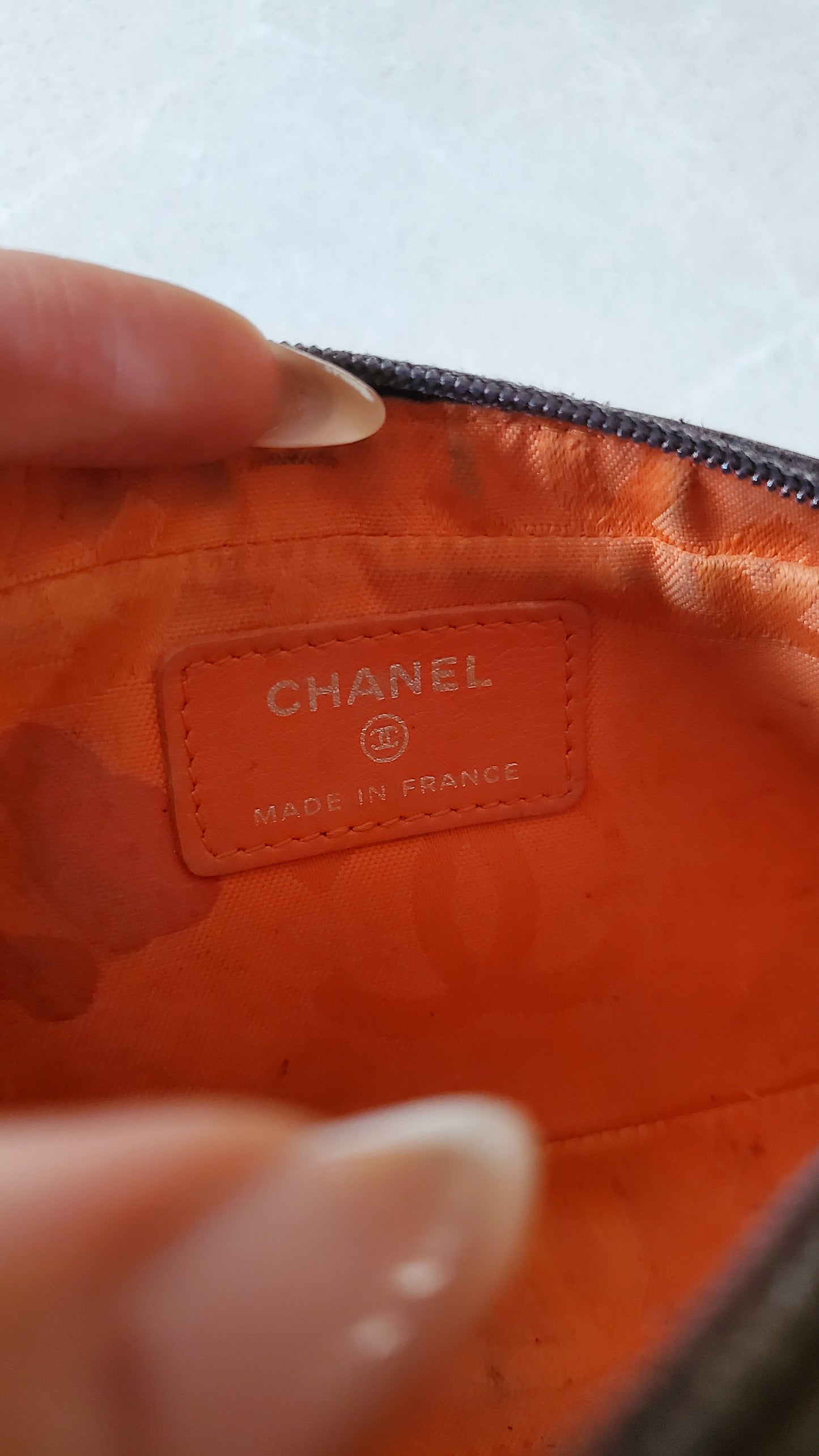 Authentic Vintage Chanel Upcycle Brown Leather Pouch on Chain