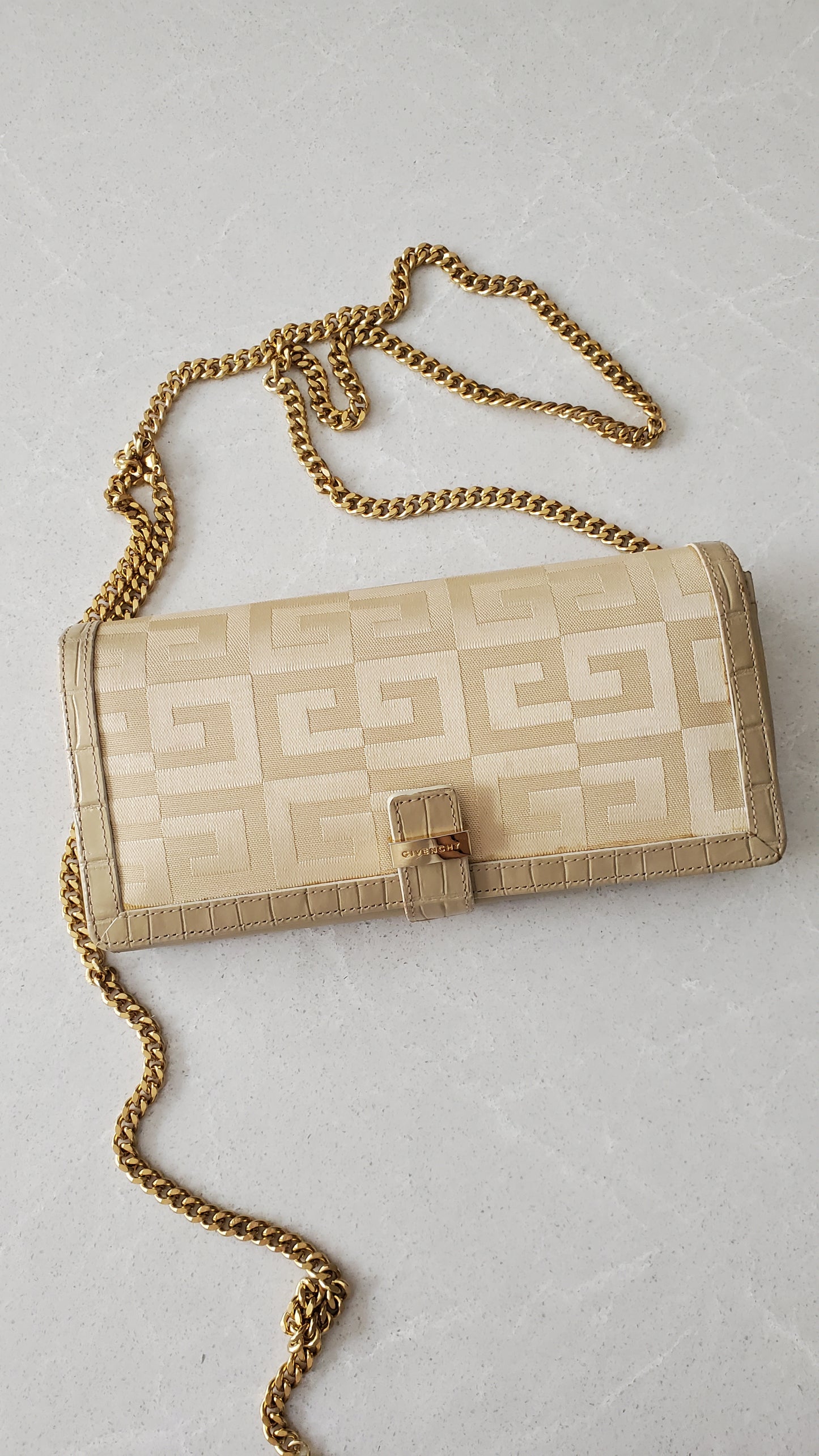 Authentic Givenchy Upcycle Long Beige Wallet on Chain