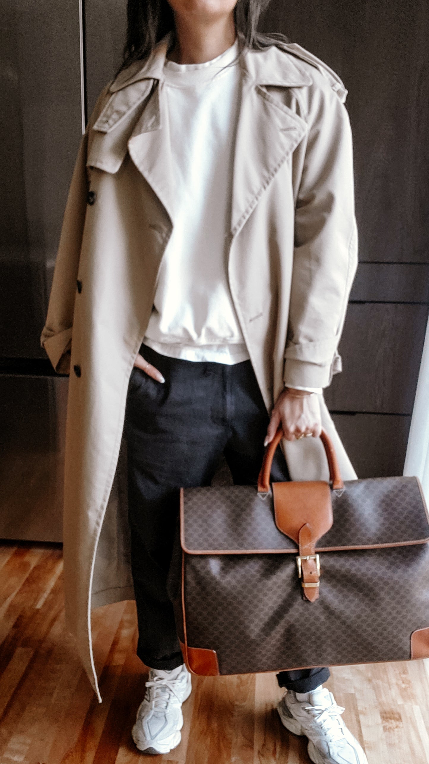 Authentic Vintage Celine XLarge Brown Travel Luggage