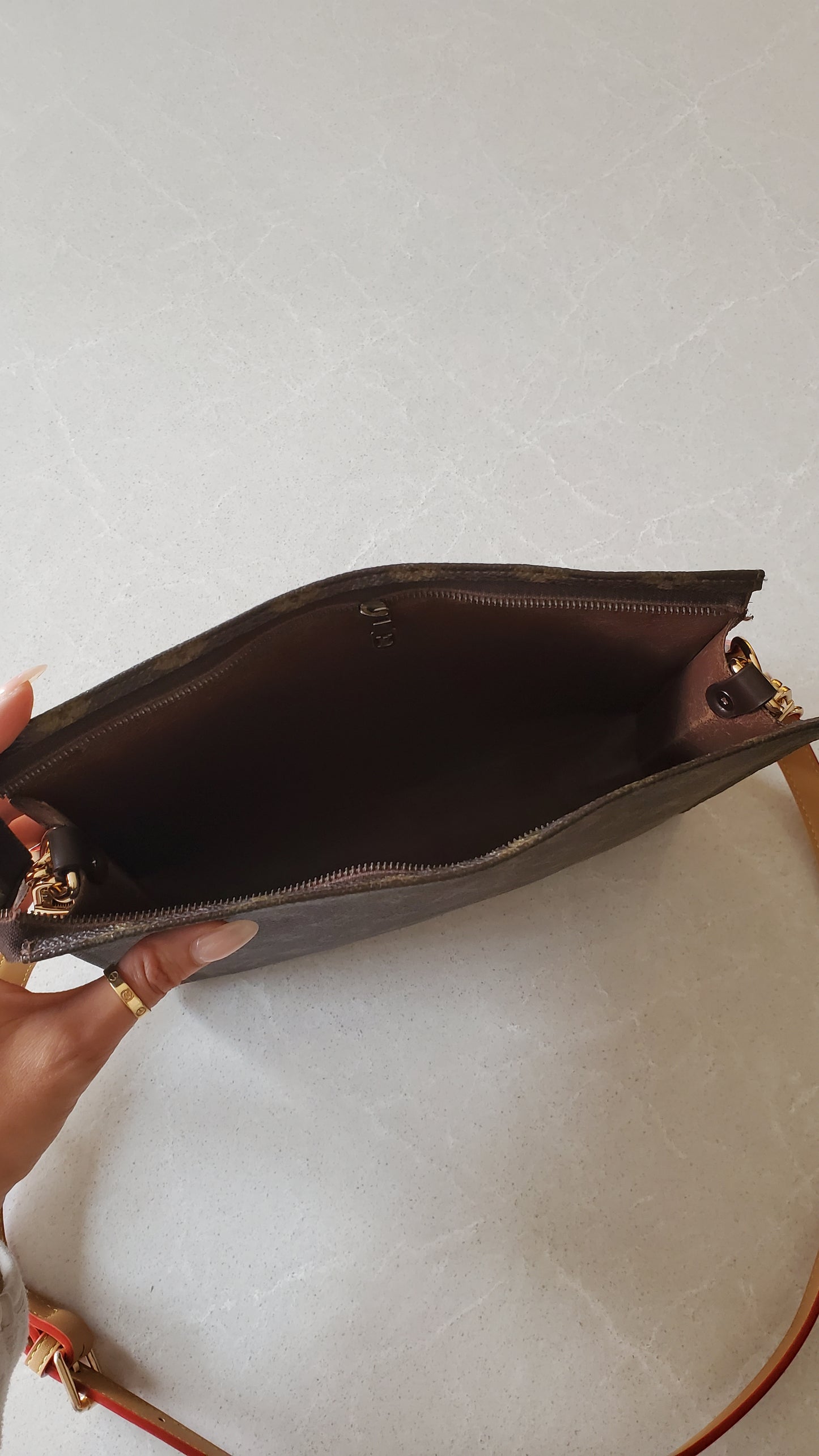 Authentic Vintage Louis Vuitton Upcycle Toiletry Pouch with Chain & 2 Straps (with insert)