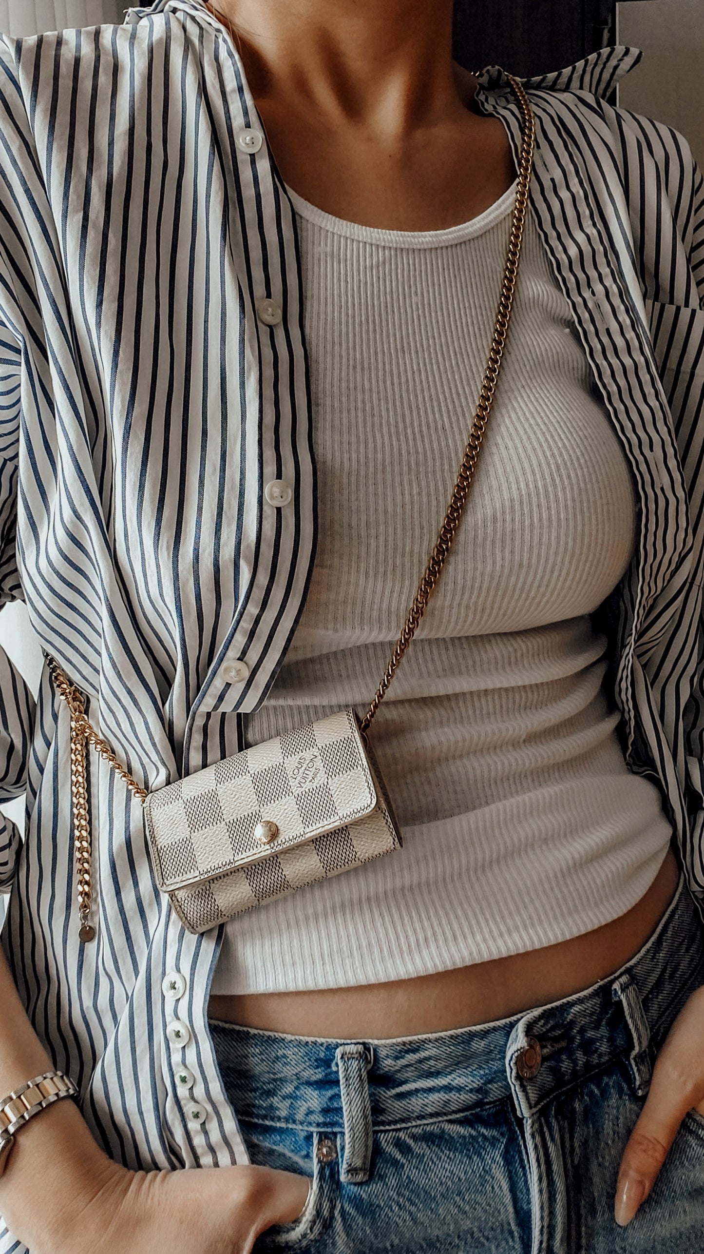 Authentic Louis Vuitton Damier Upcycle Keyholder on Chain