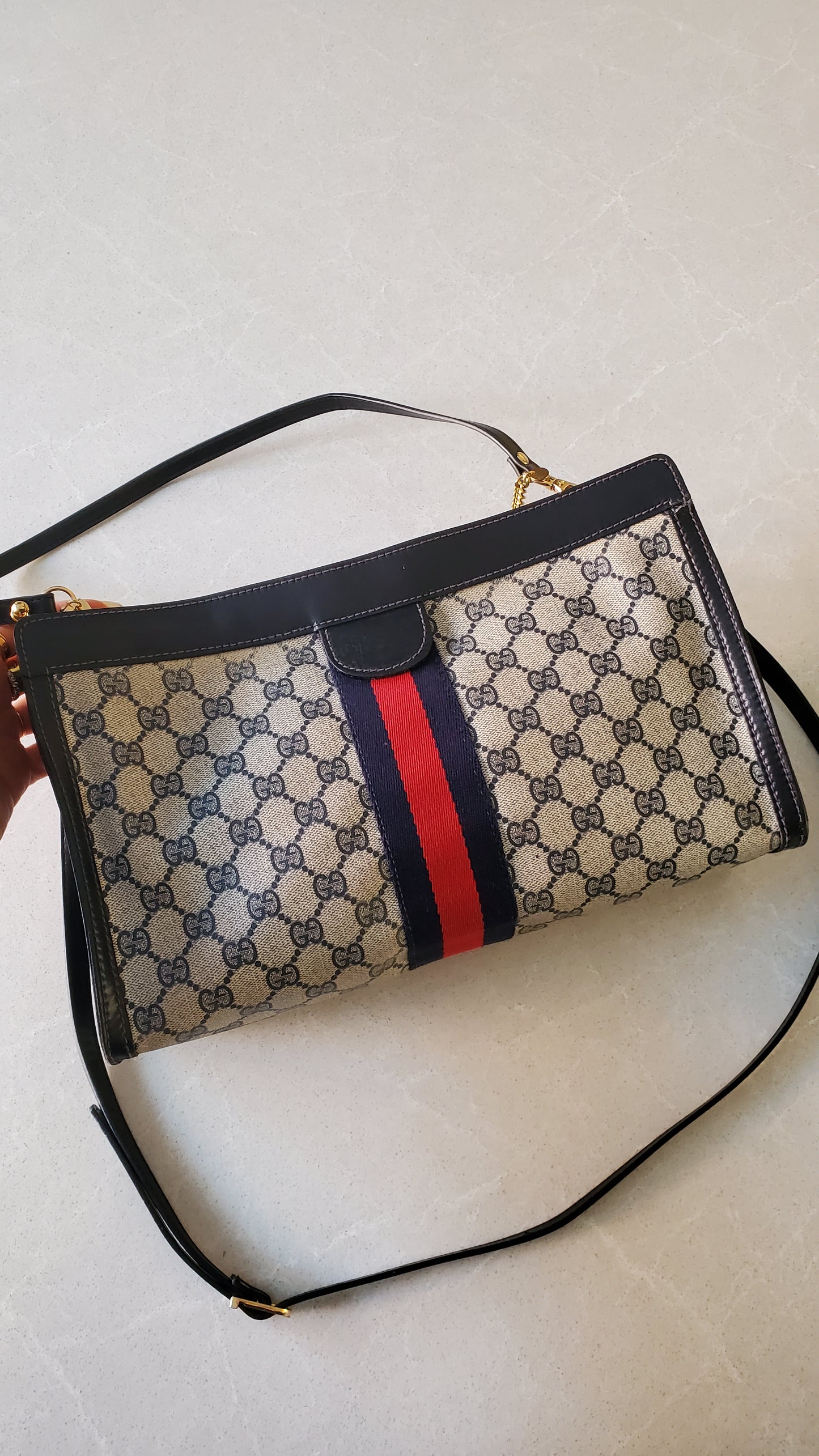 Authentic Vintage Upcycle Gucci Large Bag on Chains (with velcro closing)