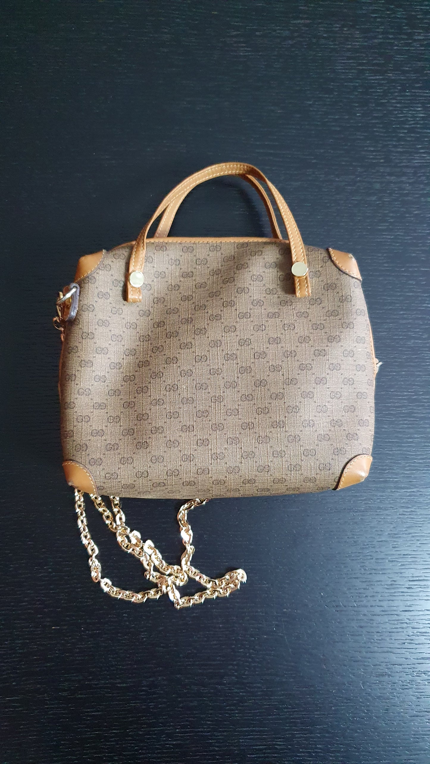 Authentic Vintage Gucci Upcycle Tan Bag with Straps & Chain