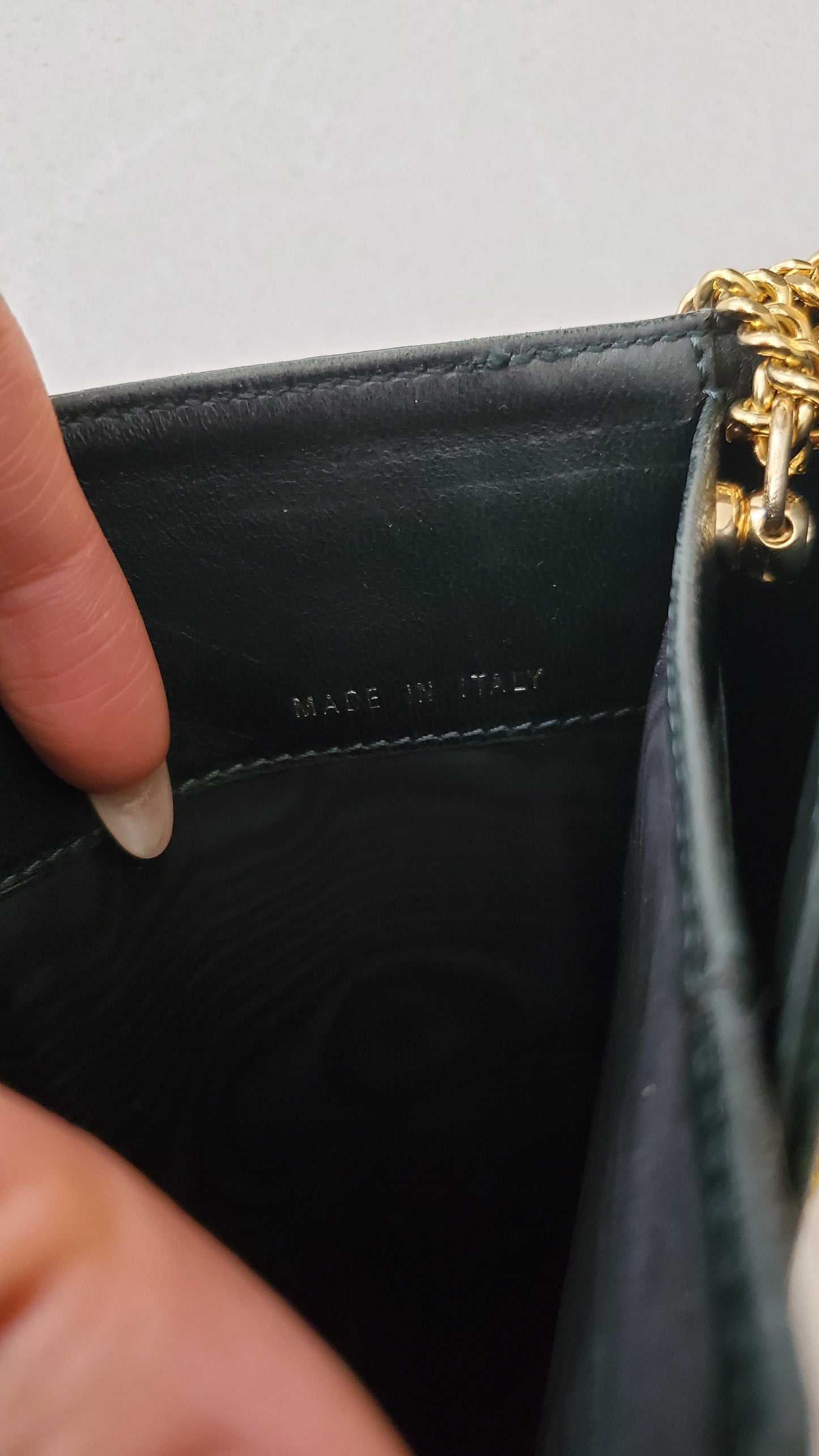 Authentic Chanel Upcycle Green Caviar Wallet on Chain