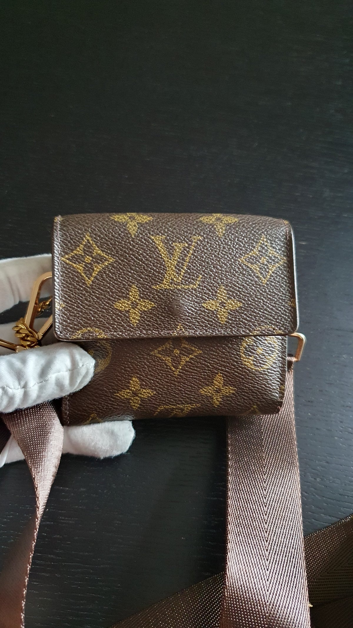 Authentic Vintage Louis Vuitton (3) Upcycle Small Wallet on Chain & Strap