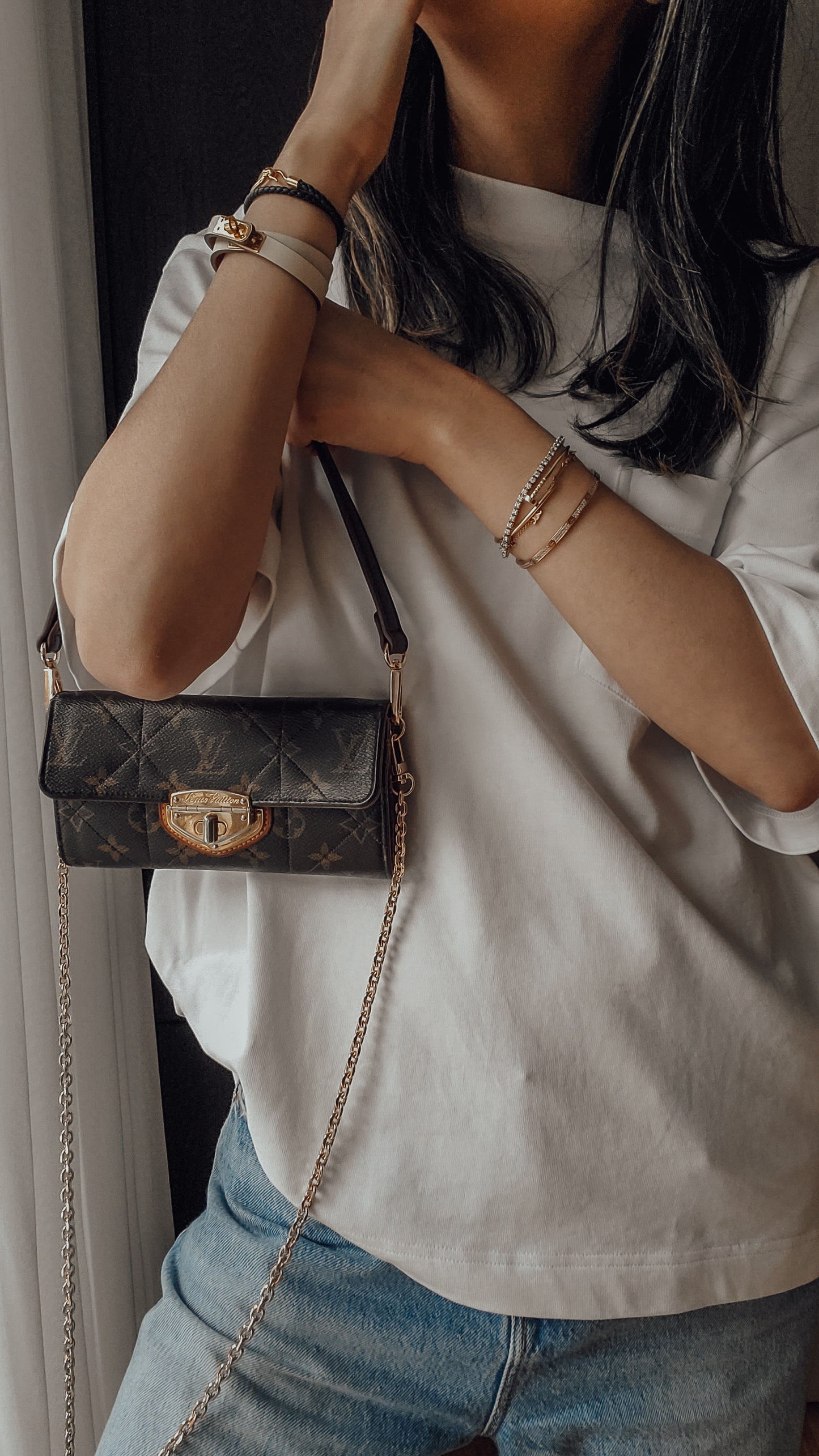 Authentic Louis Vuitton (2011) Upcycle Wallet on Chain & Strap