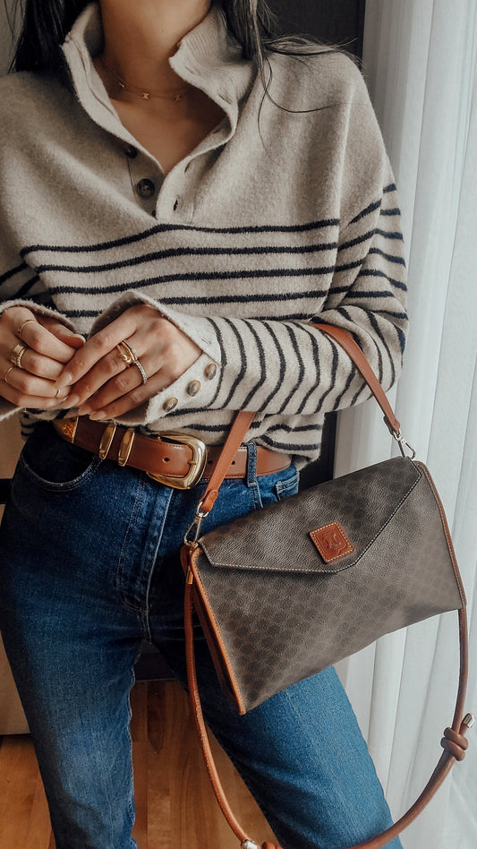 Authentic Vintage Celine (Brown) Upcycle Purse with Straps