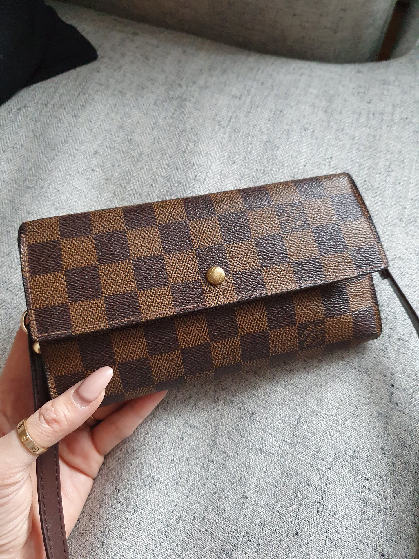 *New Drop* Authentic Louis Vuitton Brown Ebene Upcycle (Open) Wallet on Strap