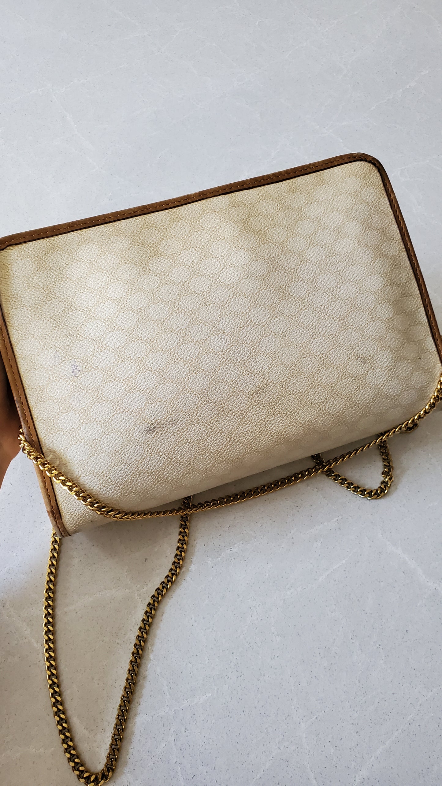 Authentic Vintage Celine Upcycle White Purse on Chain