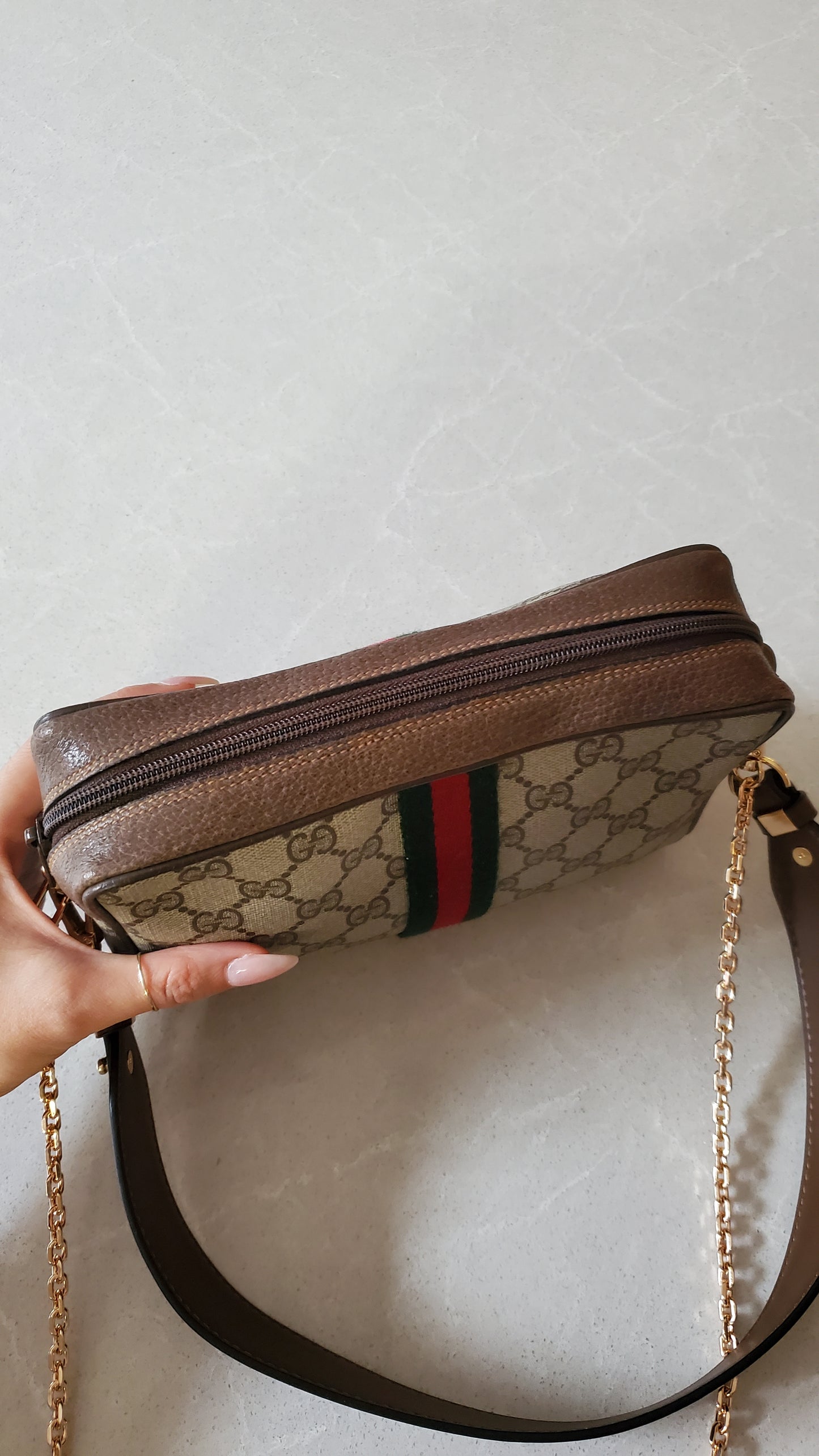 Authentic Vintage Gucci (75.01.012) Upcycle Purse on Chain & Strap