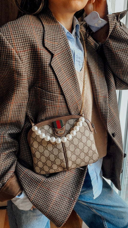 Authentic Vintage Gucci Upcycle Purse on Chains (with pearls chain)