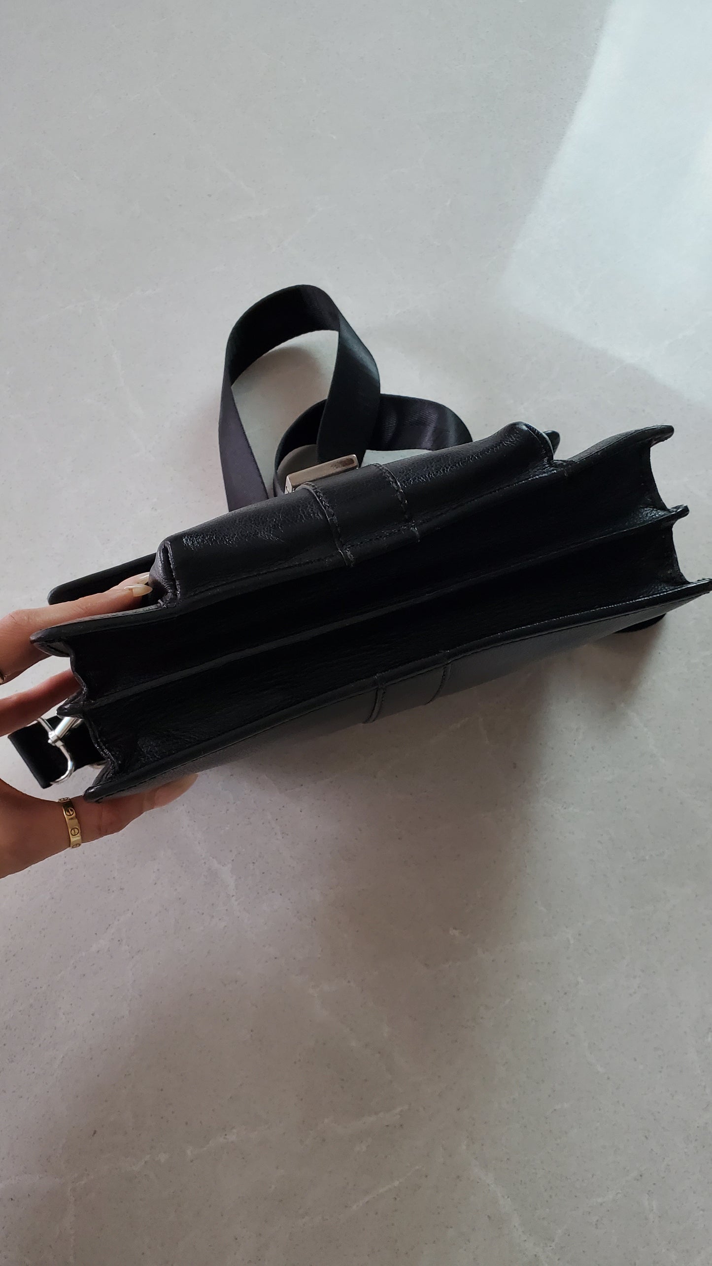 Authentic Gucci Upcycle Black Leather Purse with Strap