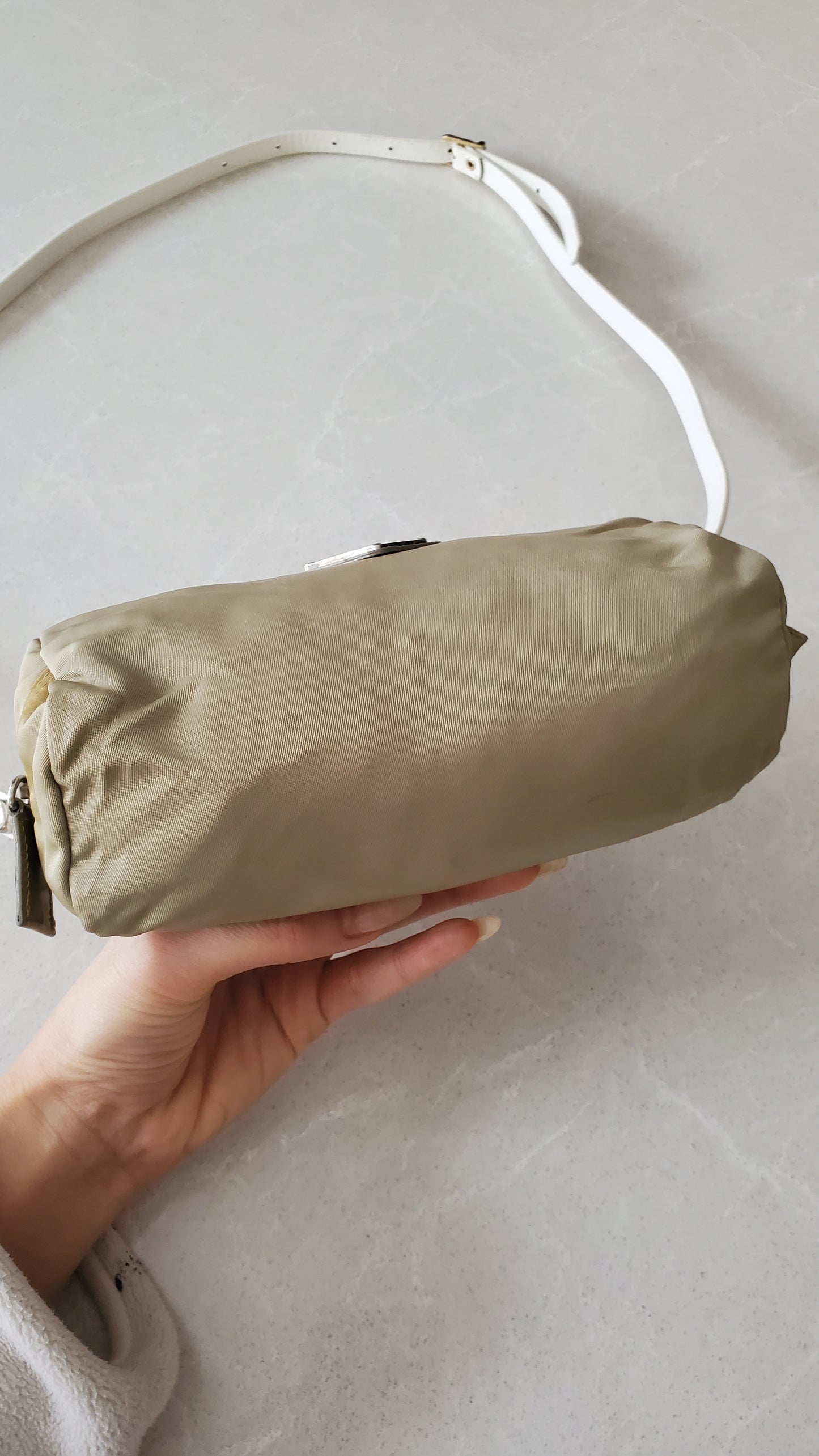 Authentic Prada Upcycle Nylon Pouch with Chain & Strap