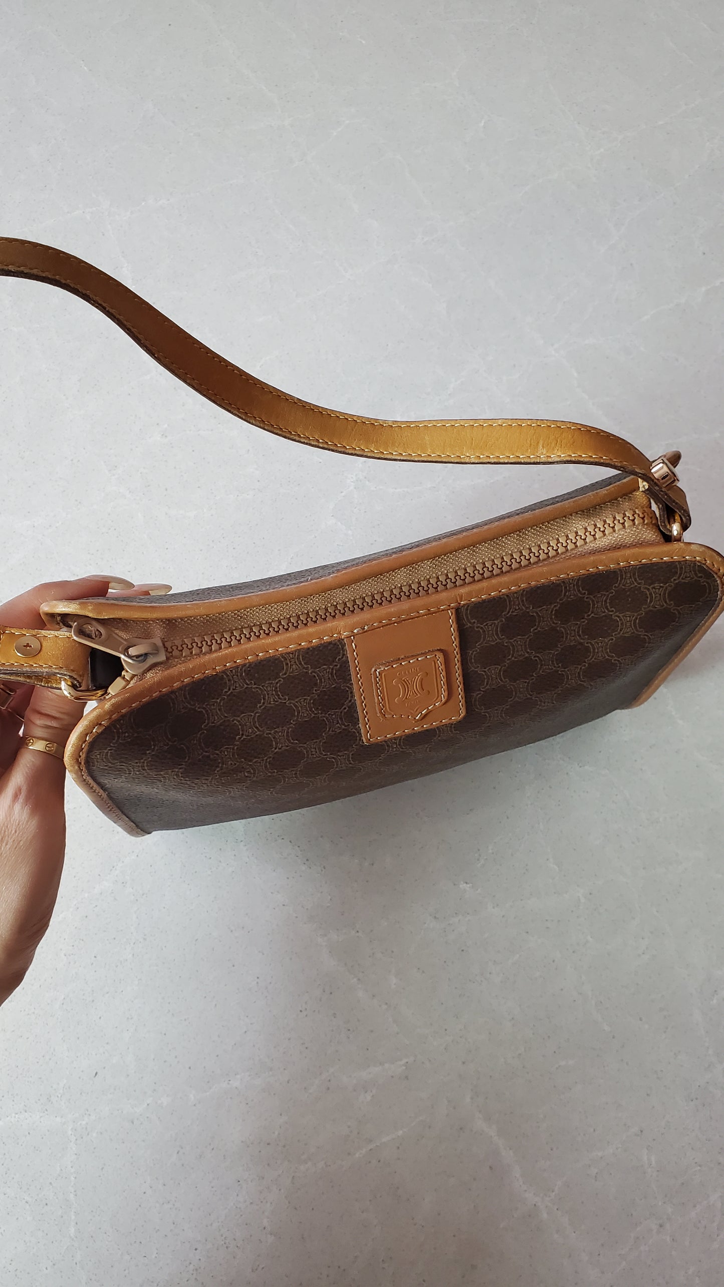 Authentic Vintage Celine Upcycle Brown/ Tan Shoulder Purse