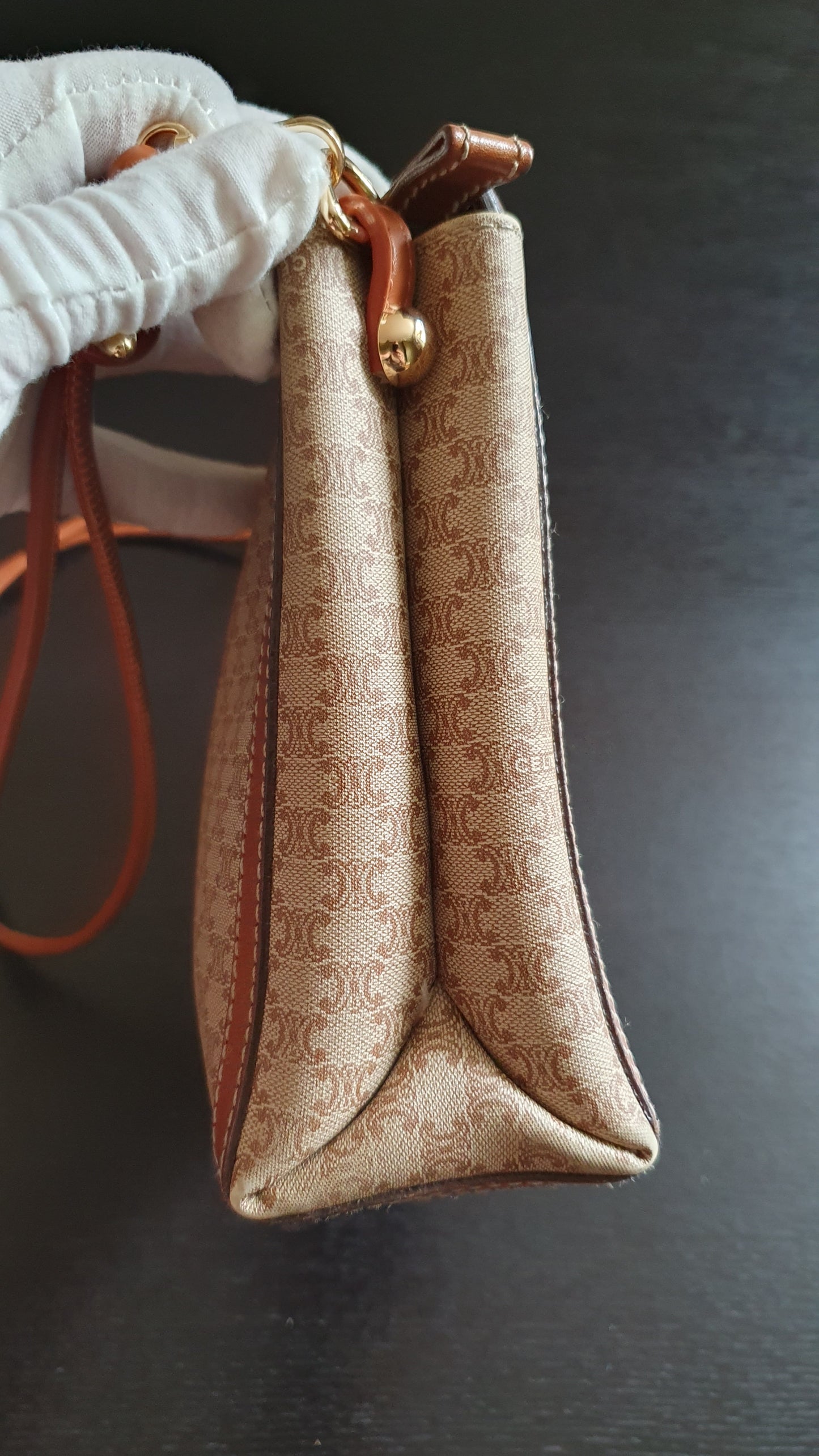 Authentic Vintage Celine Upcycle Tan/ Brown Versatile Purse with Knotted Strap