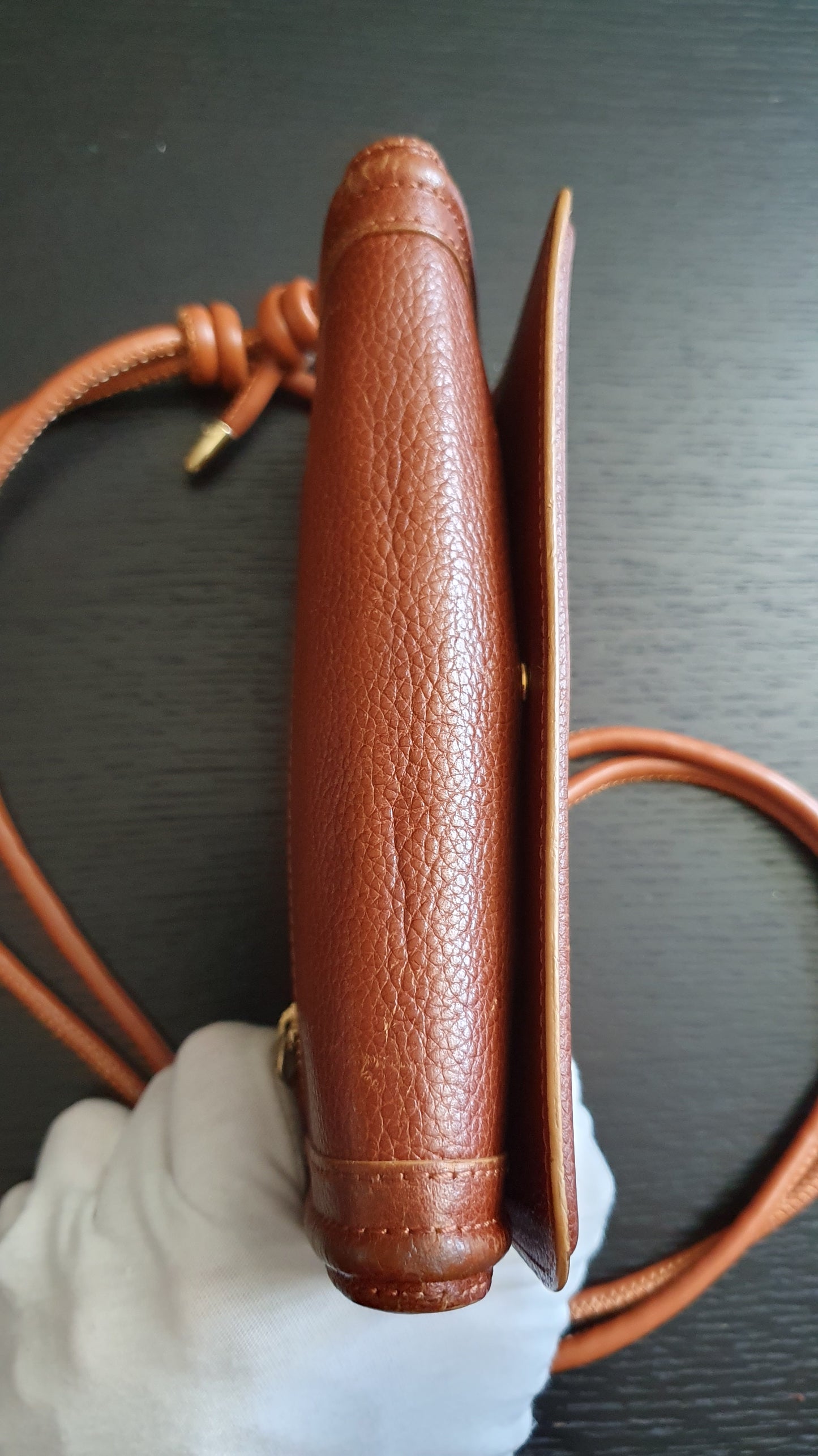 Authentic Chloe Upcycle Brown Leather Long Wallet with Strap