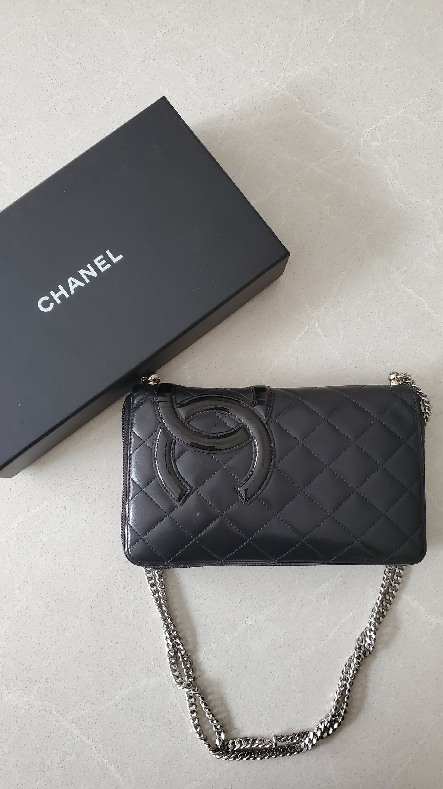 Authentic Vintage Chanel Upcycle Large Zip Wallet on Chain