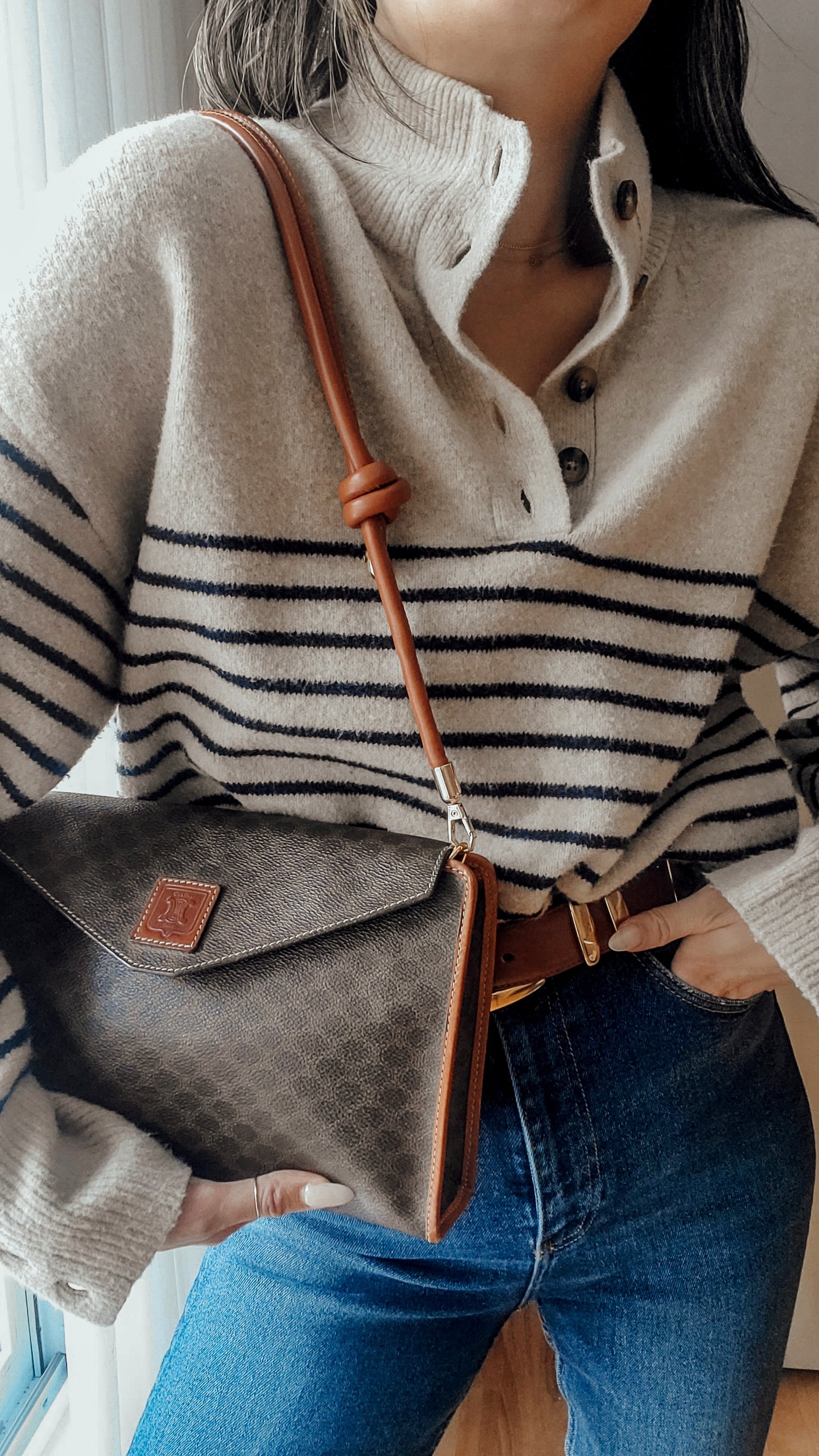 Authentic Vintage Celine (Brown) Upcycle Purse with Straps