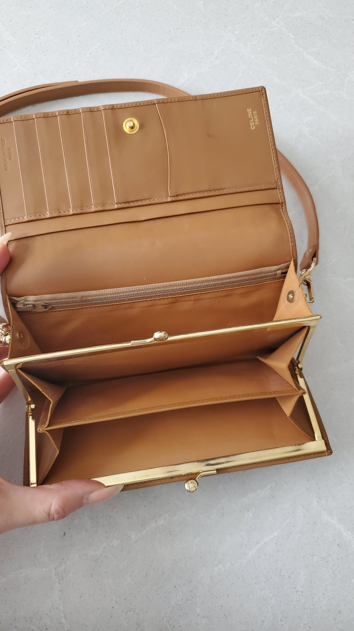 Authentic Vintage Celine Upcycle Shoulder Wallet with Strap