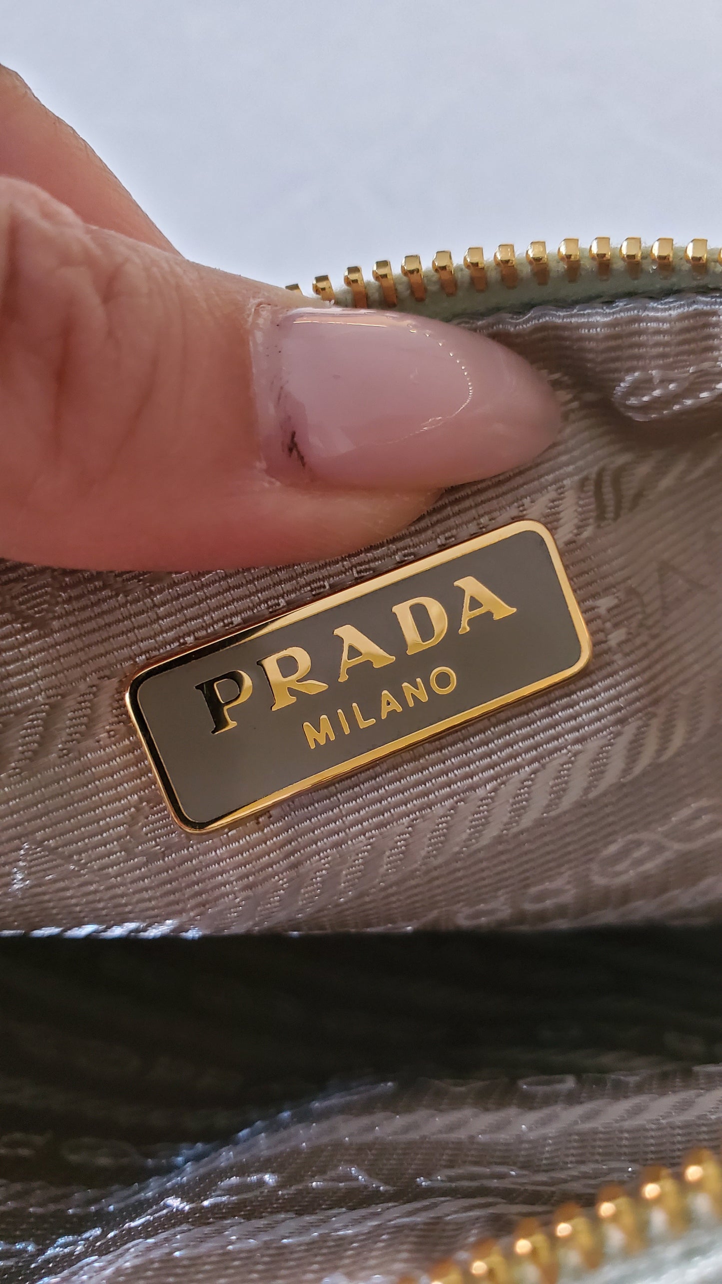 Authentic Prada Upcycle Green Fabric Pouch on Chains