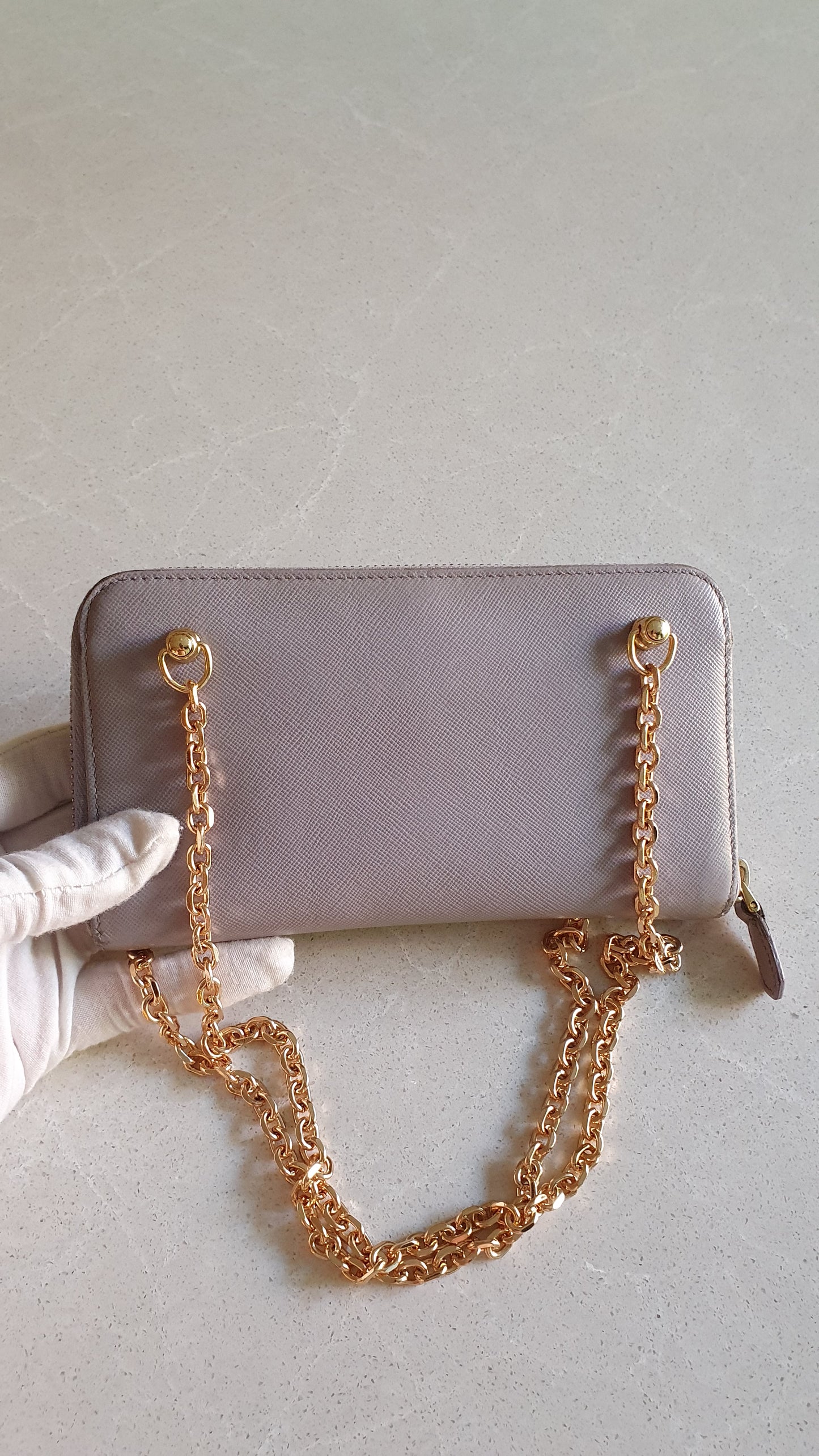 Authentic Prada Upcycle Zip Wallet with Chains