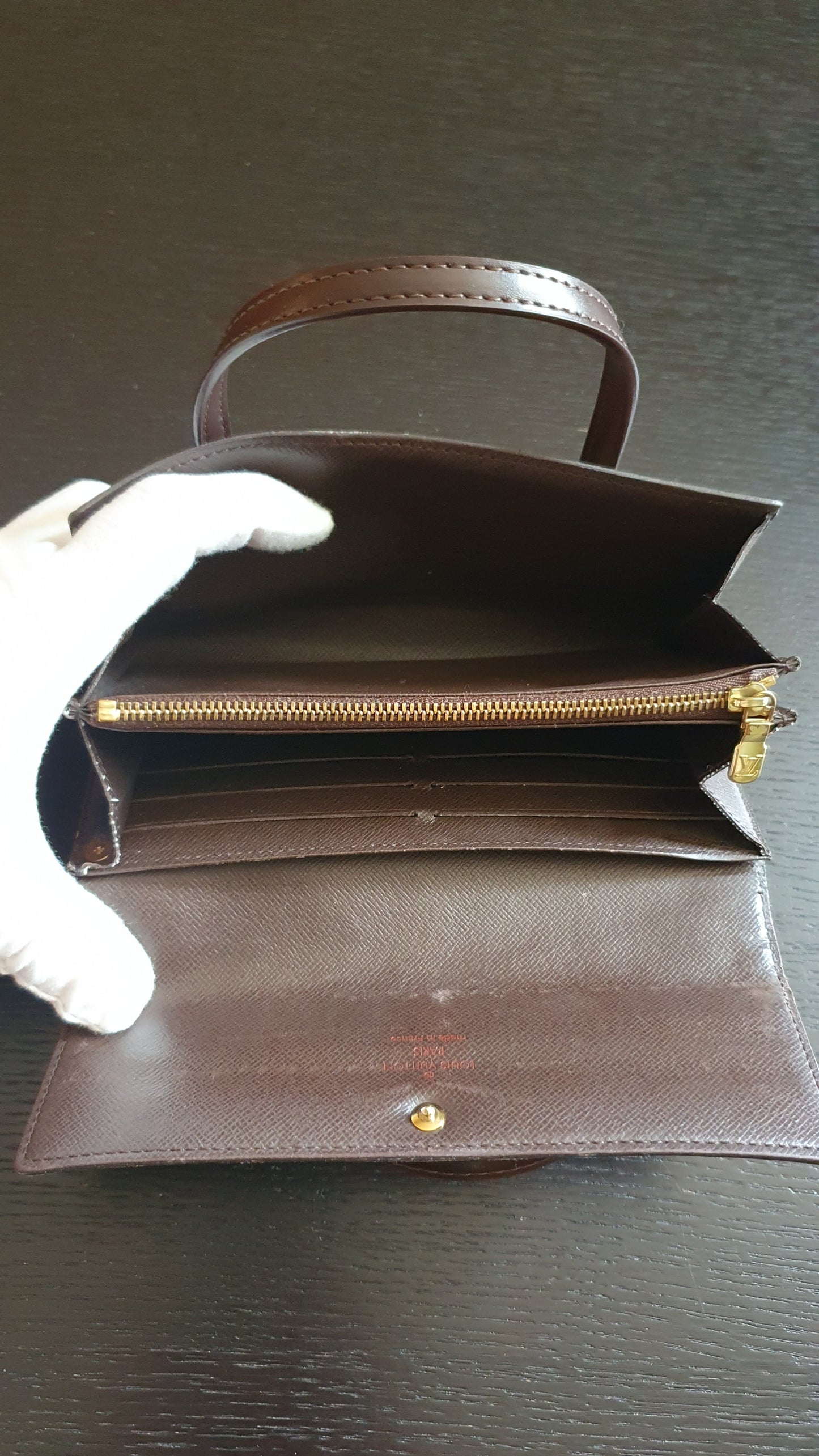 Authentic Vintage Louis Vuitton (2) Upcycle Brown Damier Wallet with Straps
