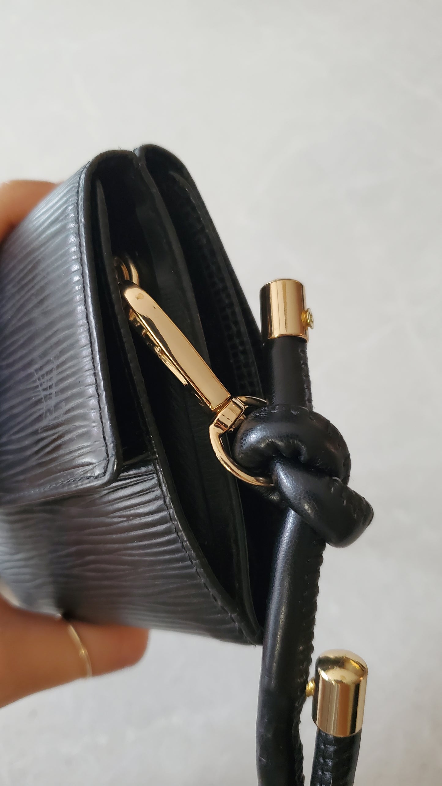 Authentic Vintage Louis Vuitton Upcycle Black Epi Small Wallet on Strap