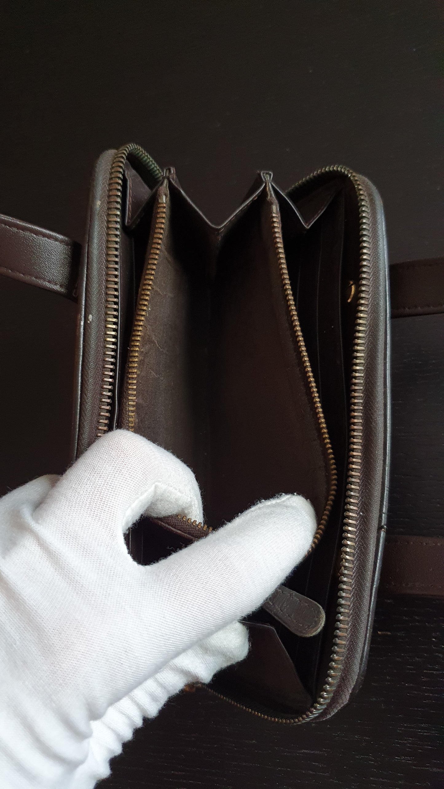 Authentic Bottega Veneta Upcycle Brown Zip Wallet with Two Handles