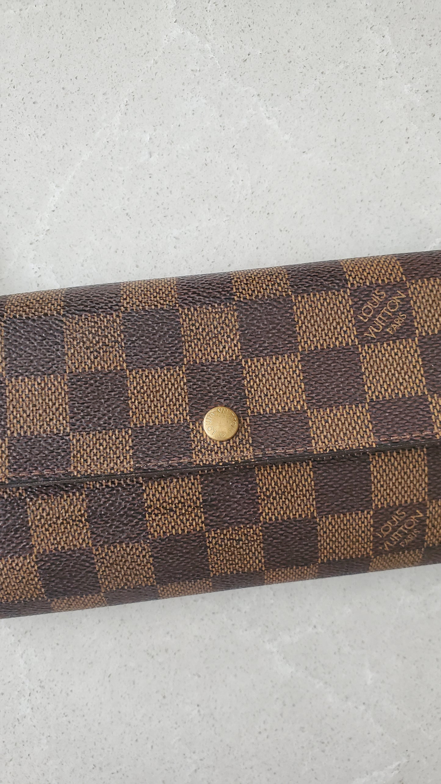 Authentic Vintage Louis Vuitton Brown Damier Upcycle Long Wallet with Strap