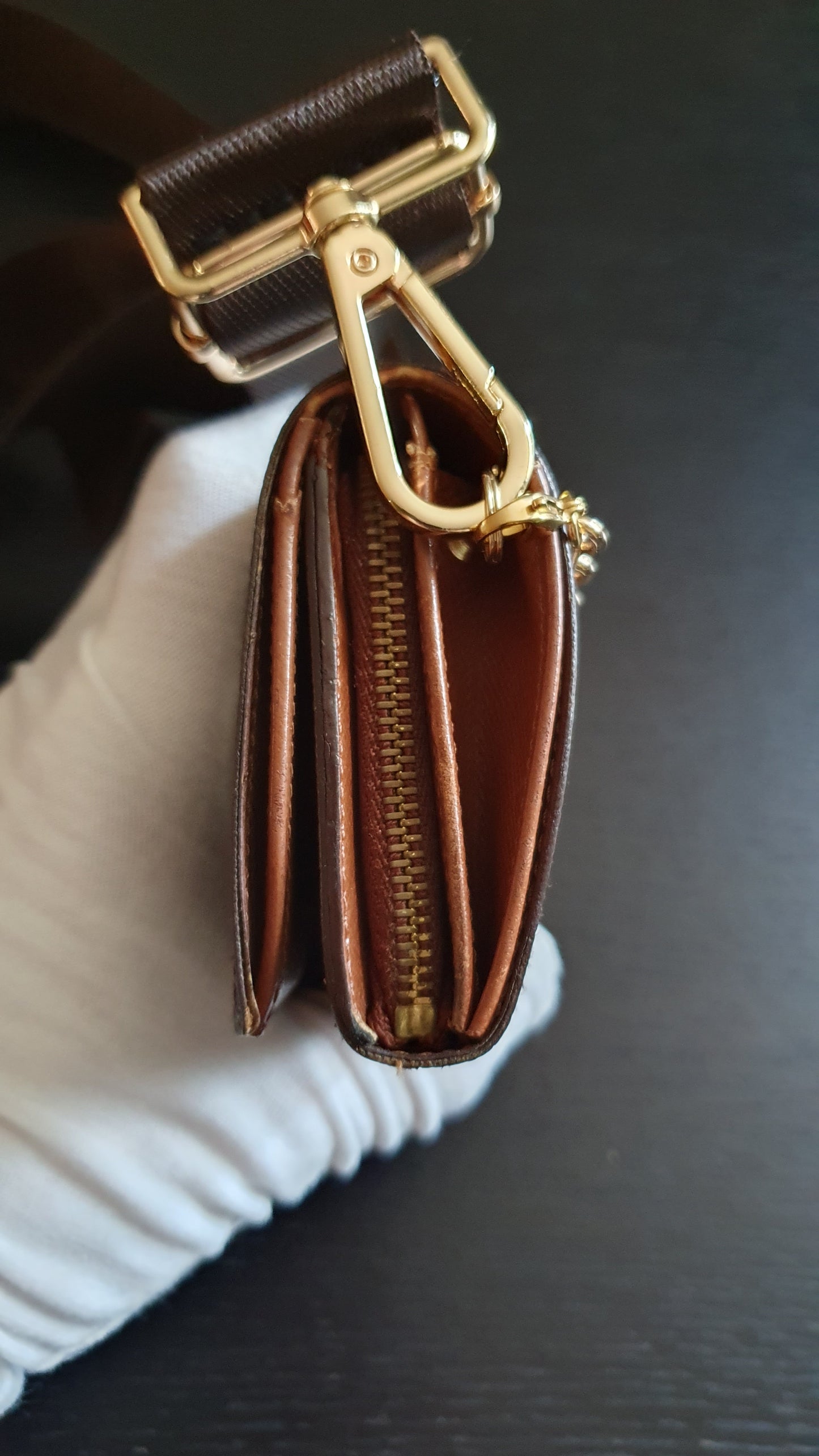 Authentic Vintage Louis Vuitton (RA0956) Upcycle Small Wallet with Strap and Chain