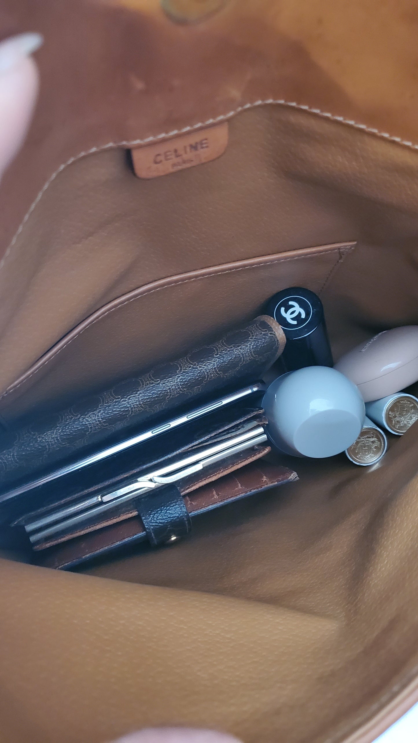 Authentic Vintage Celine Upcycle (Tan) Purse on Strap