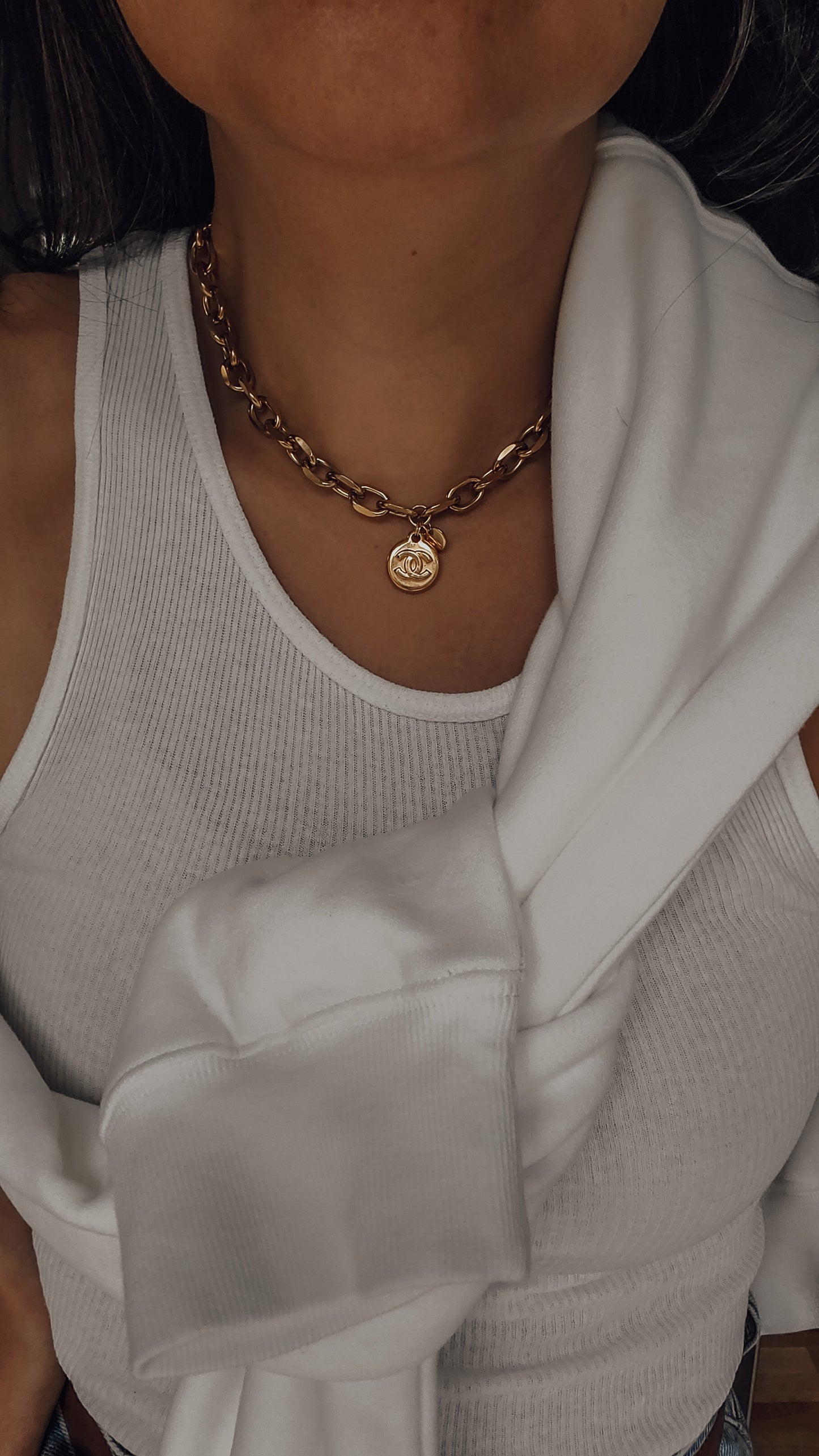 Authentic Vintage Chanel Upcycle Gold Chunky Chain Necklace