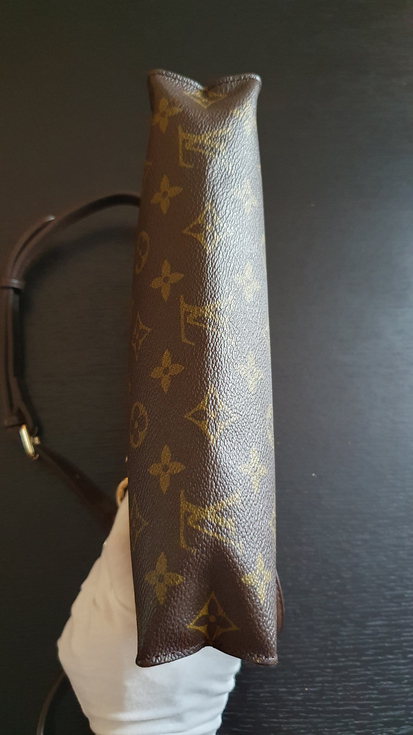 Authentic Vintage Louis Vuitton Upcycle Toiletry Pouch (with grey insert) with Chain & Strap