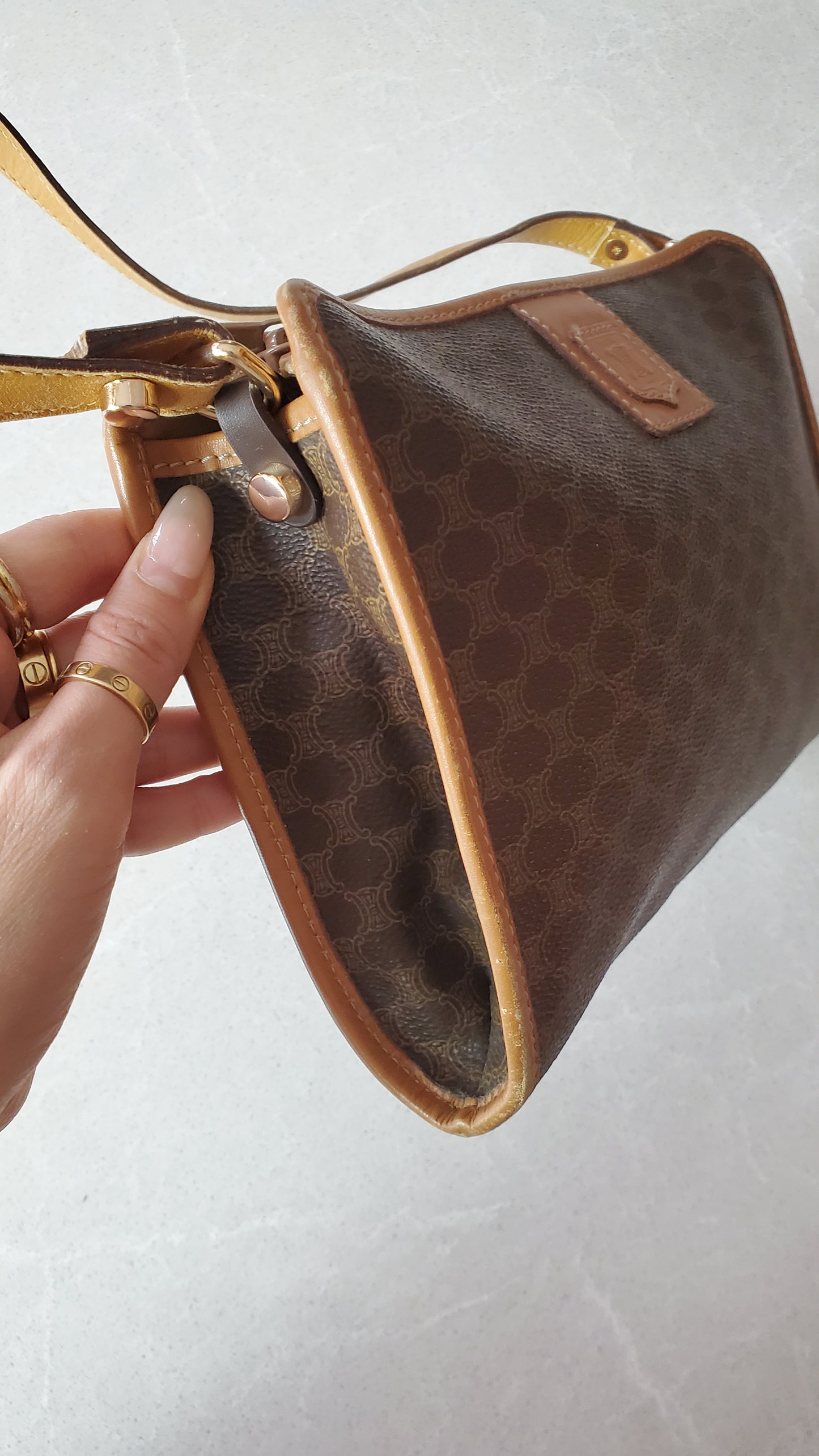 Authentic Vintage Celine Upcycle Brown/ Tan Shoulder Purse