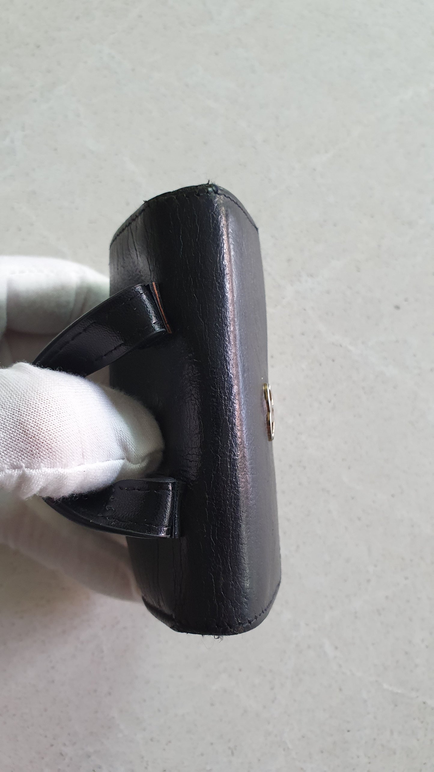 Authentic Chanel Upcycle Mini Black Leather Wallet with Single Handle